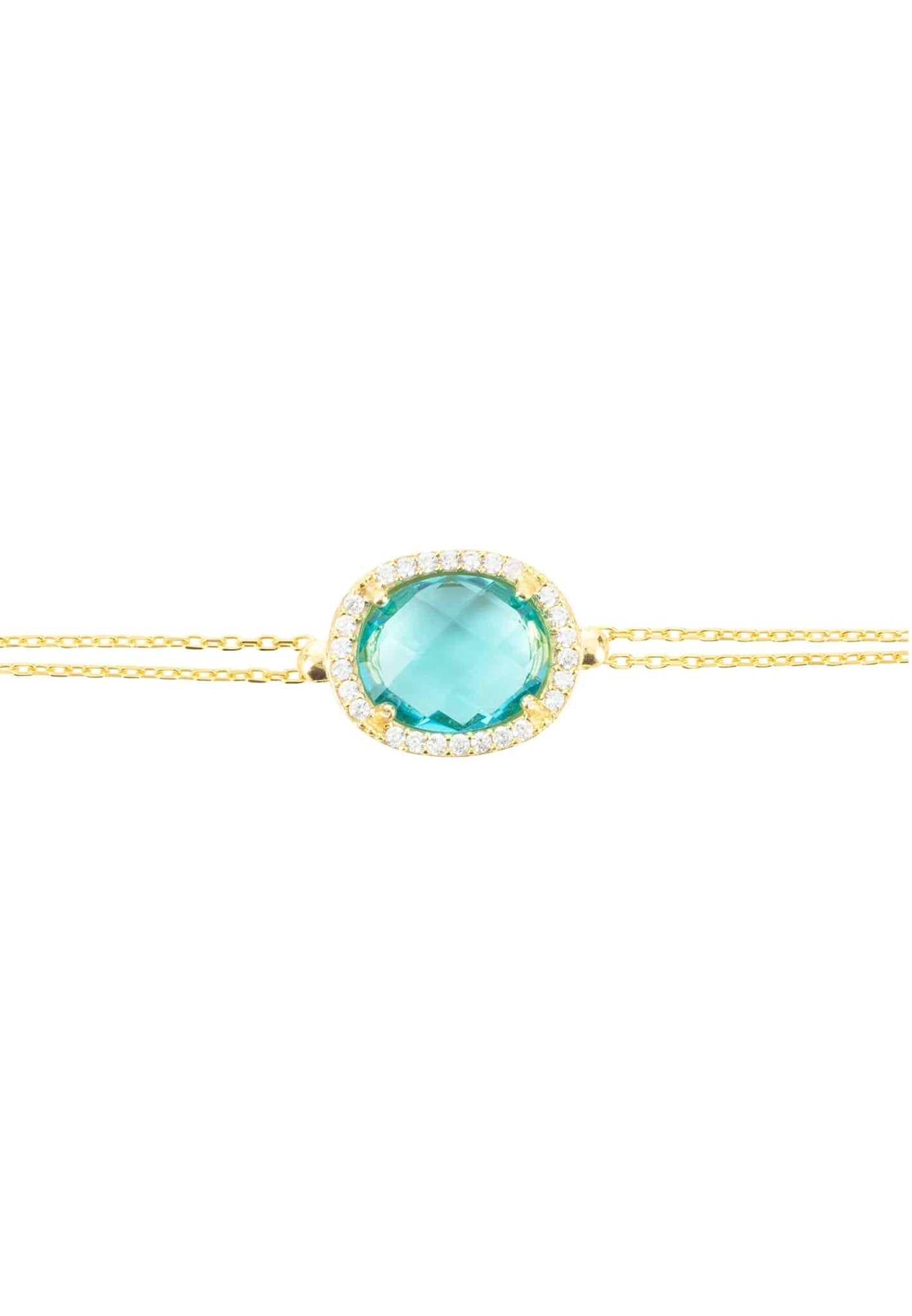 Beatrice Oval Gemstone Bracelet Gold Blue Topaz Hydro - LATELITA Bracelets