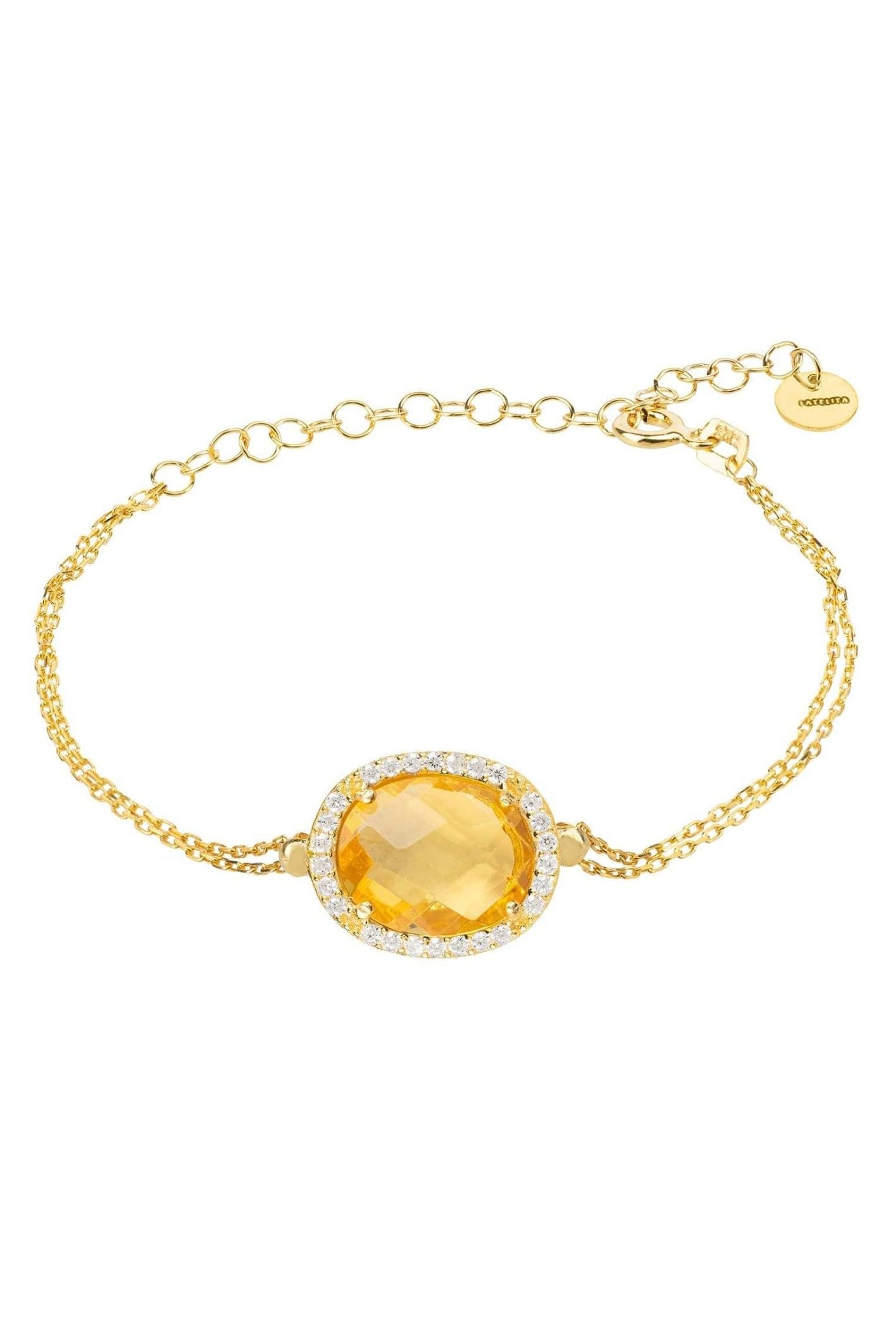 Beatrice Oval Gemstone Bracelet Gold Citrine Hydro - LATELITA Bracelets