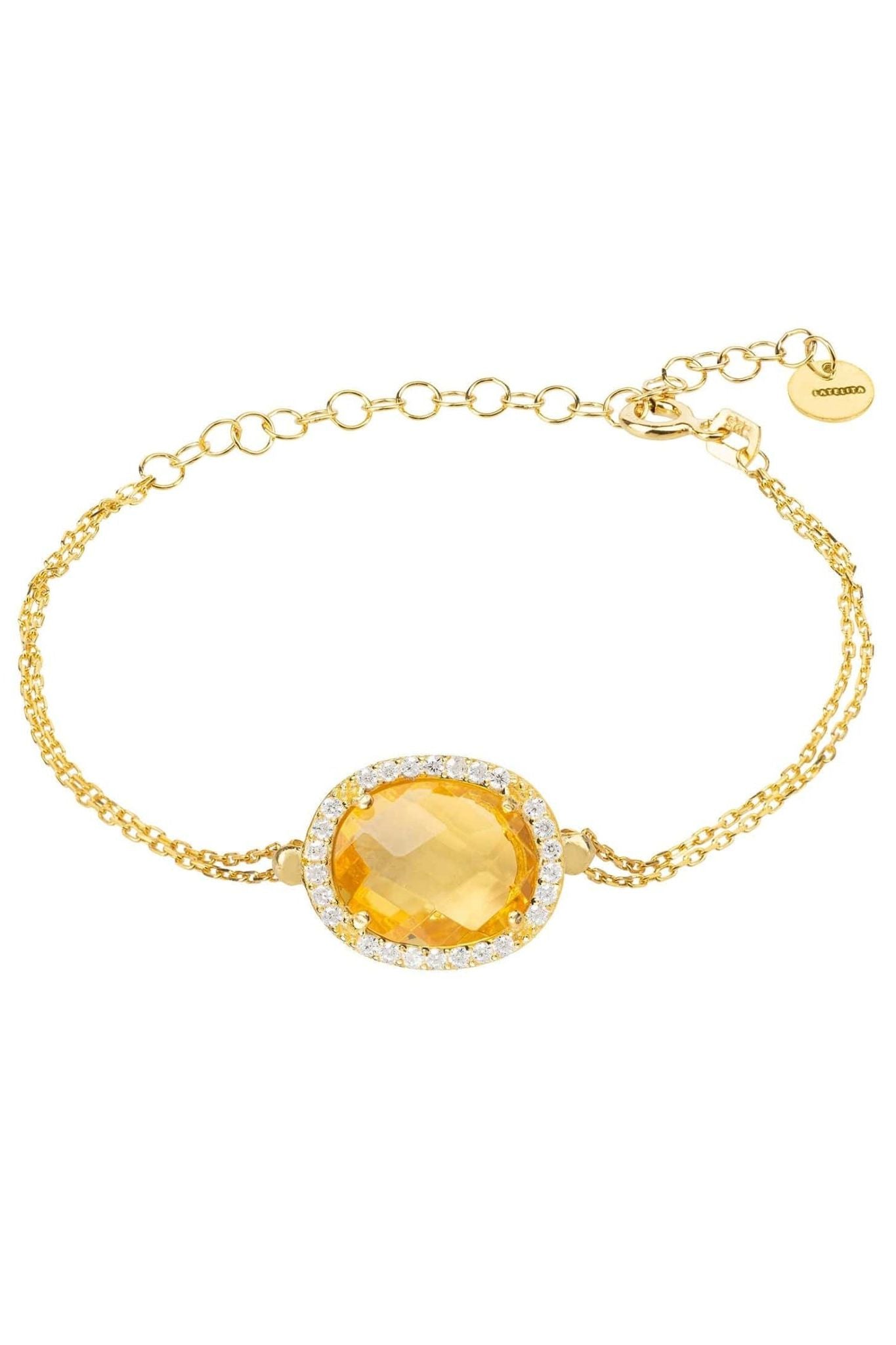 Beatrice Oval Gemstone Bracelet Gold Citrine Hydro - LATELITA Bracelets