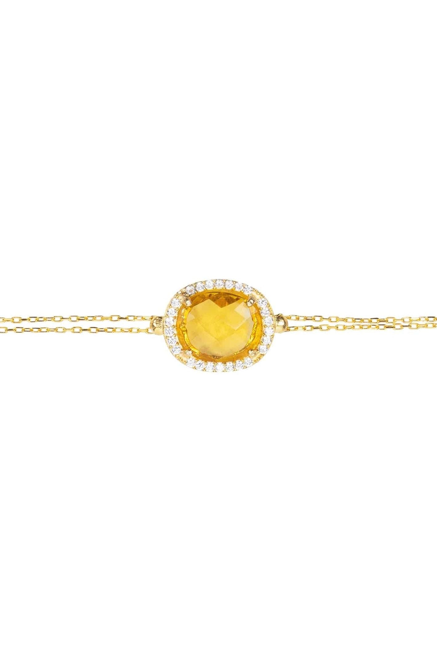 Beatrice Oval Gemstone Bracelet Gold Citrine Hydro - LATELITA Bracelets