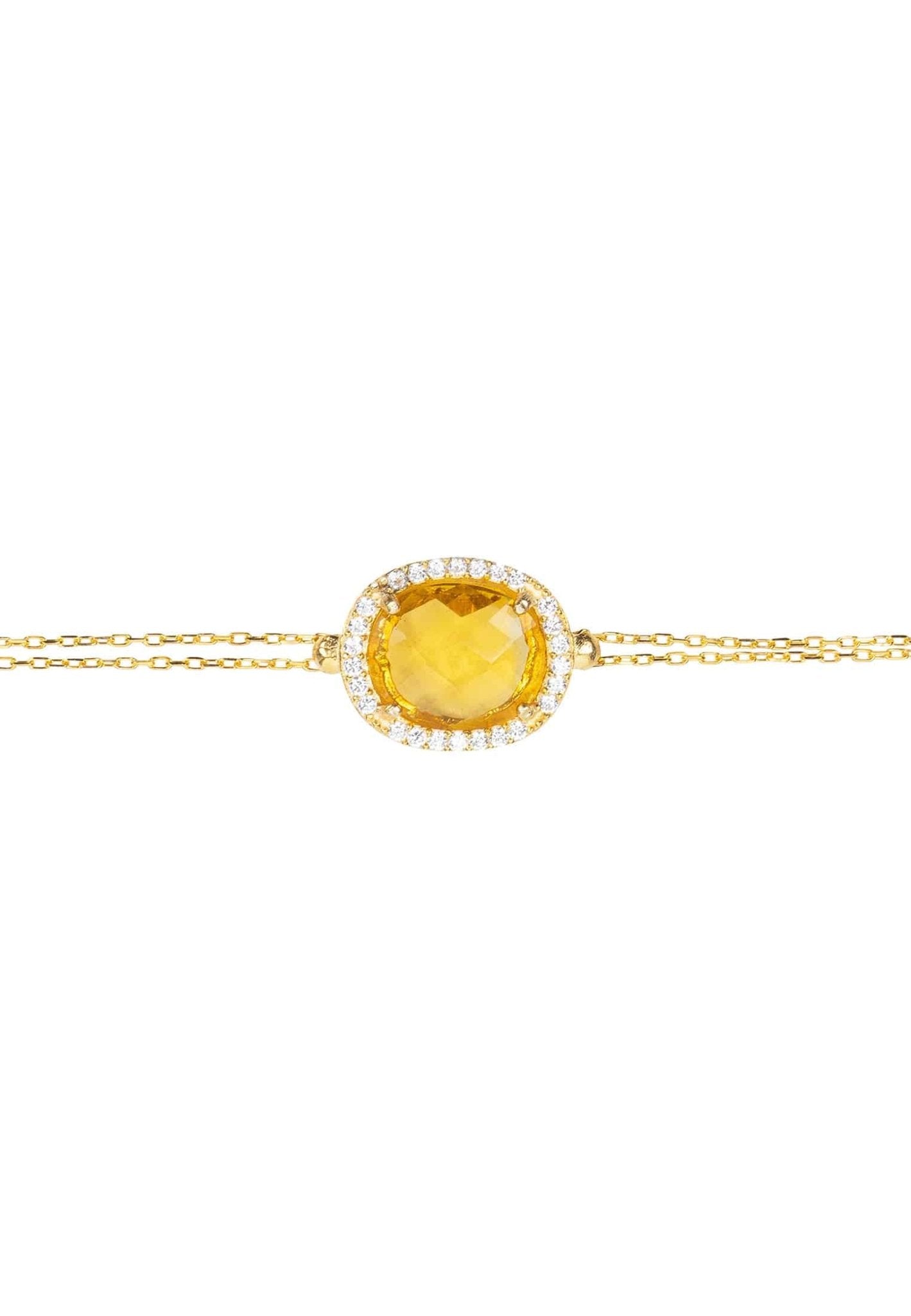 Beatrice Oval Gemstone Bracelet Gold Citrine Hydro - LATELITA Bracelets