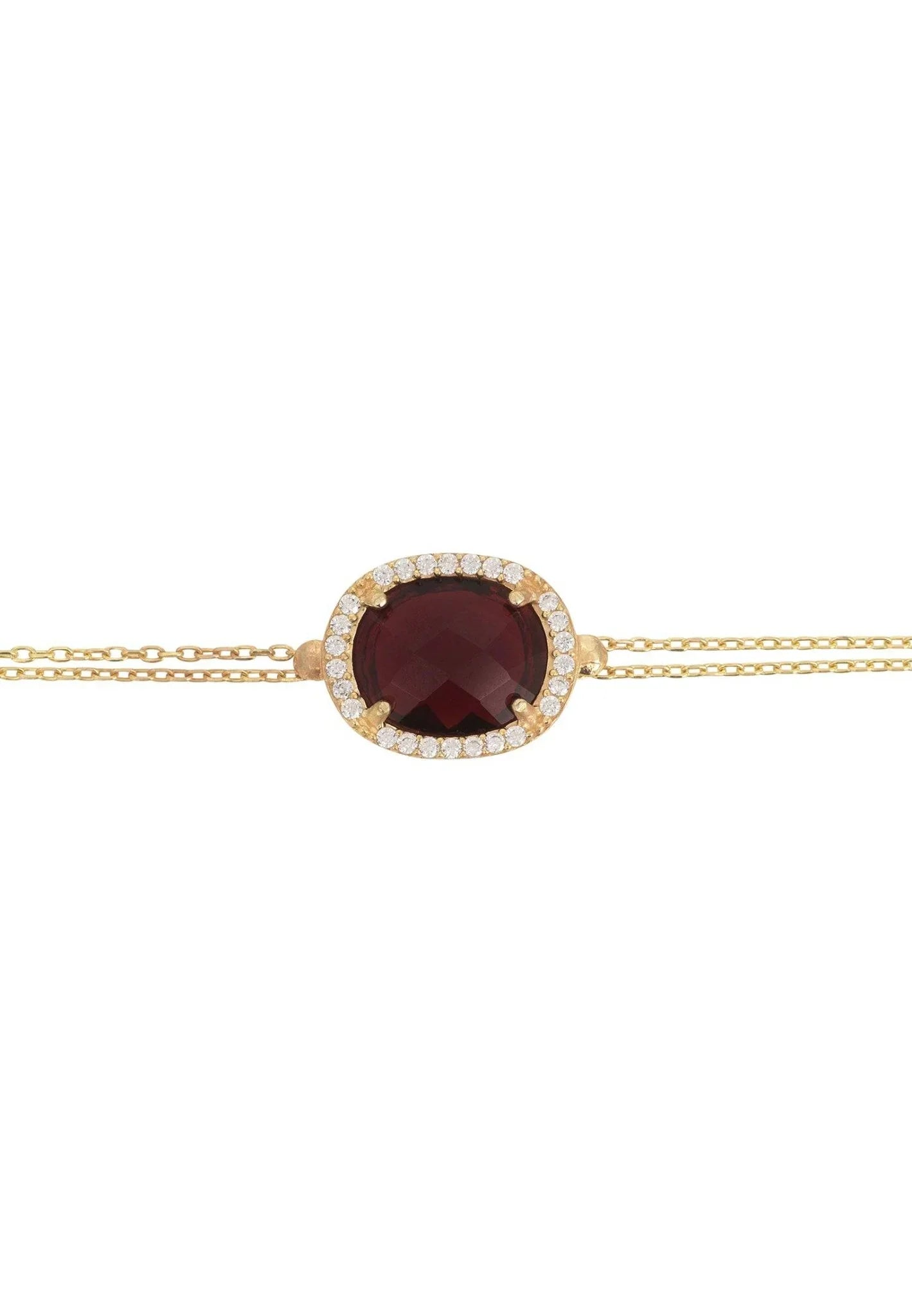 Beatrice Oval Gemstone Bracelet Gold Garnet - LATELITA Bracelets