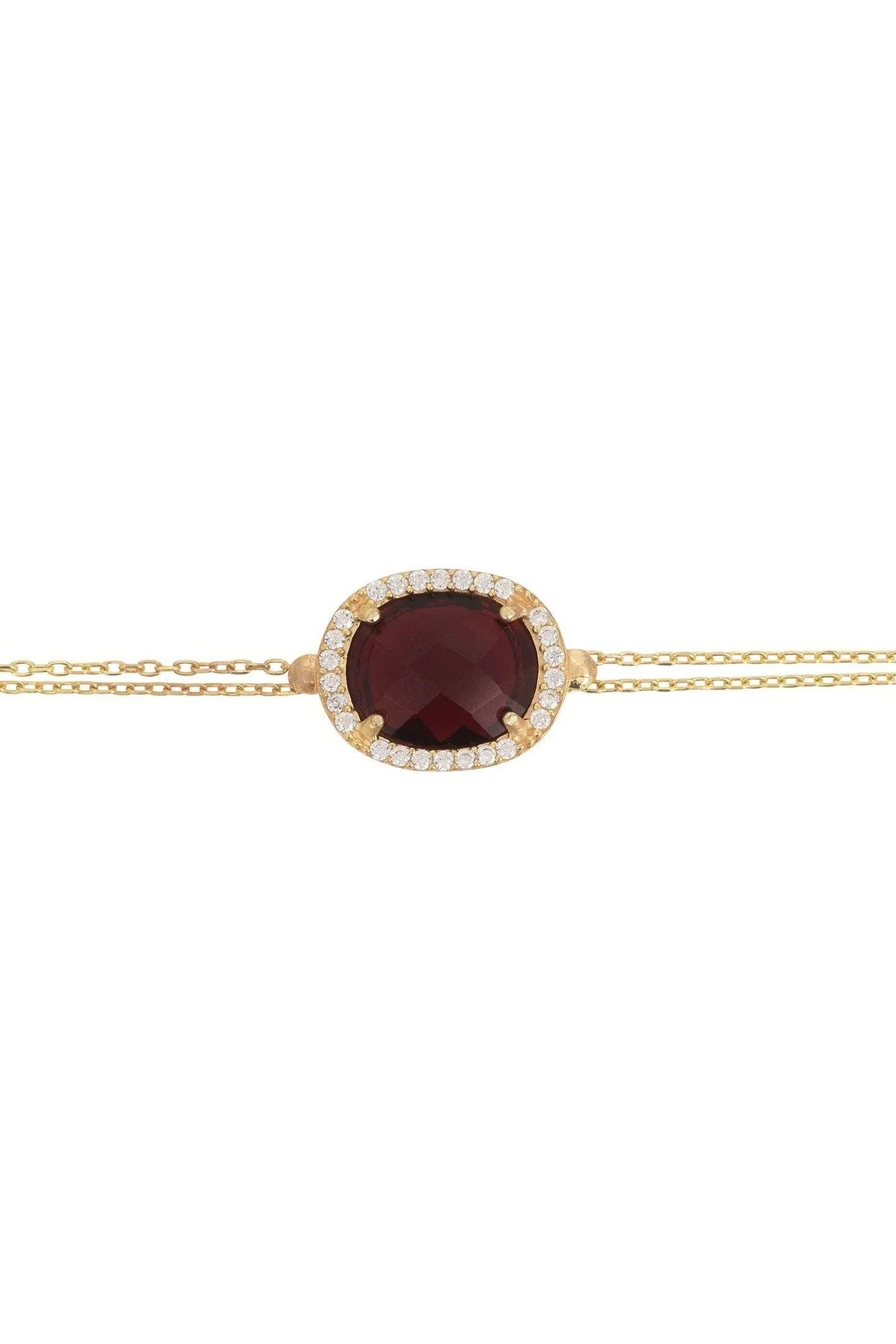 Beatrice Oval Gemstone Bracelet Gold Garnet - LATELITA Bracelets