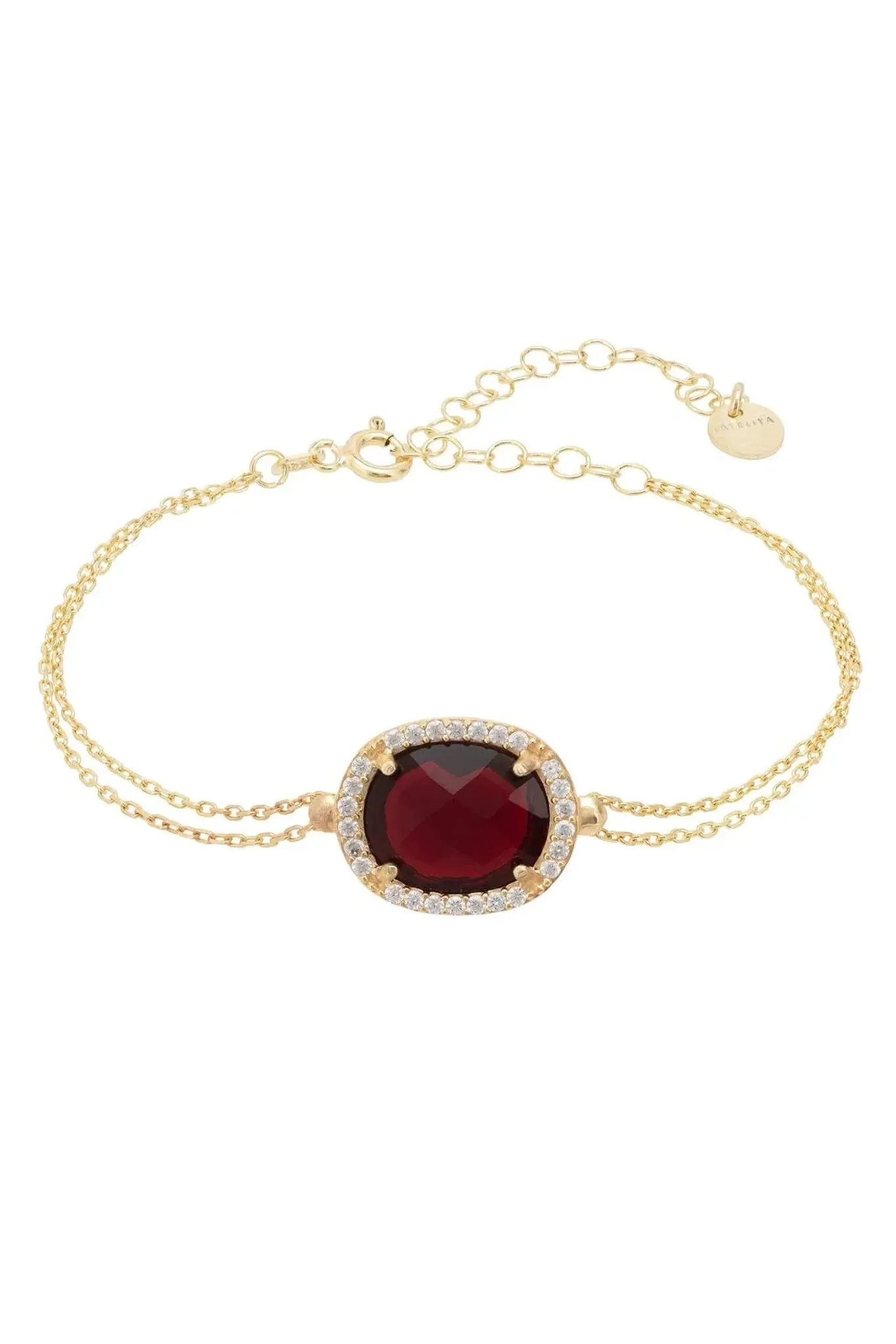 Beatrice Oval Gemstone Bracelet Gold Garnet - LATELITA Bracelets
