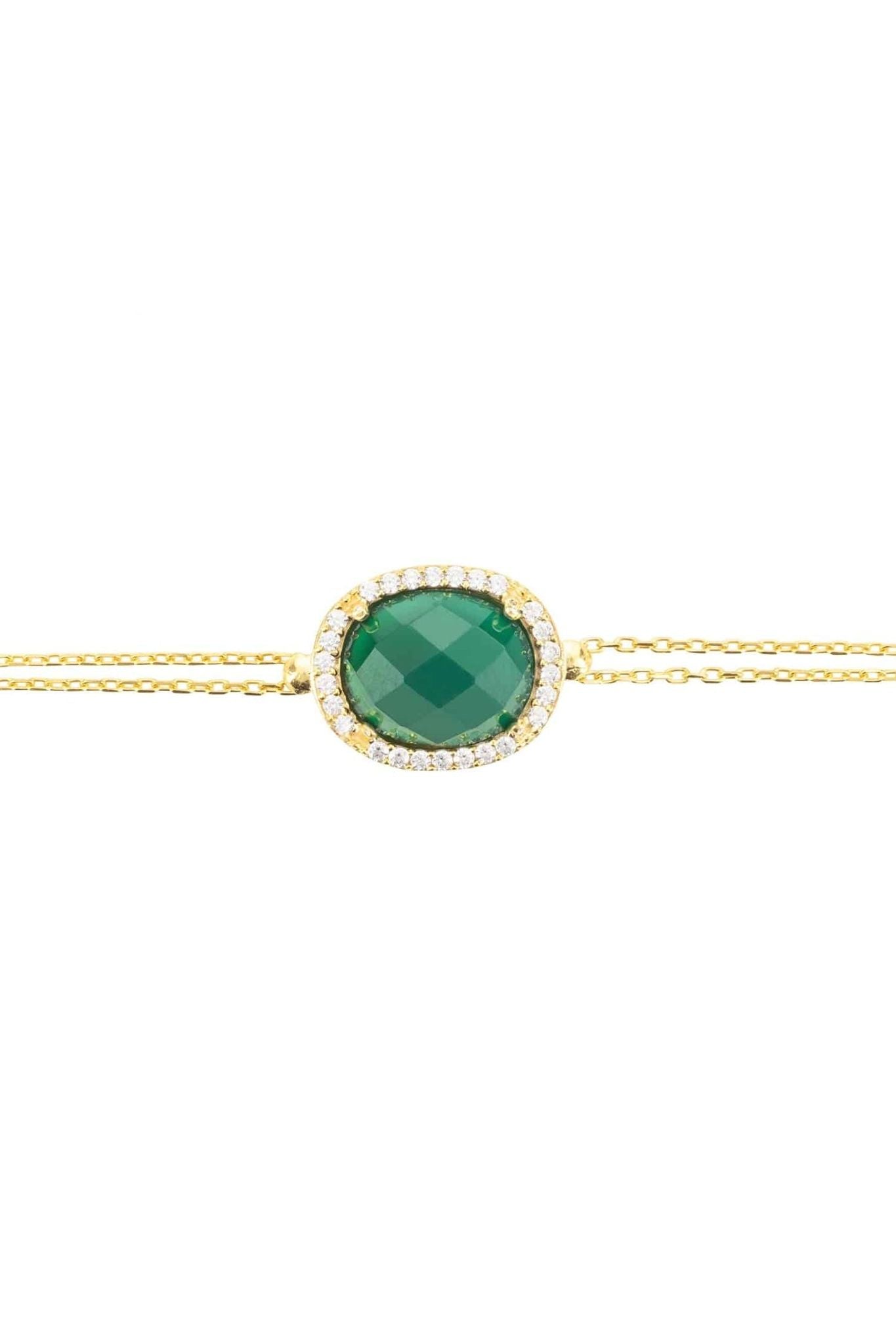 Beatrice Oval Gemstone Bracelet Gold Green Onyx - LATELITA Bracelets