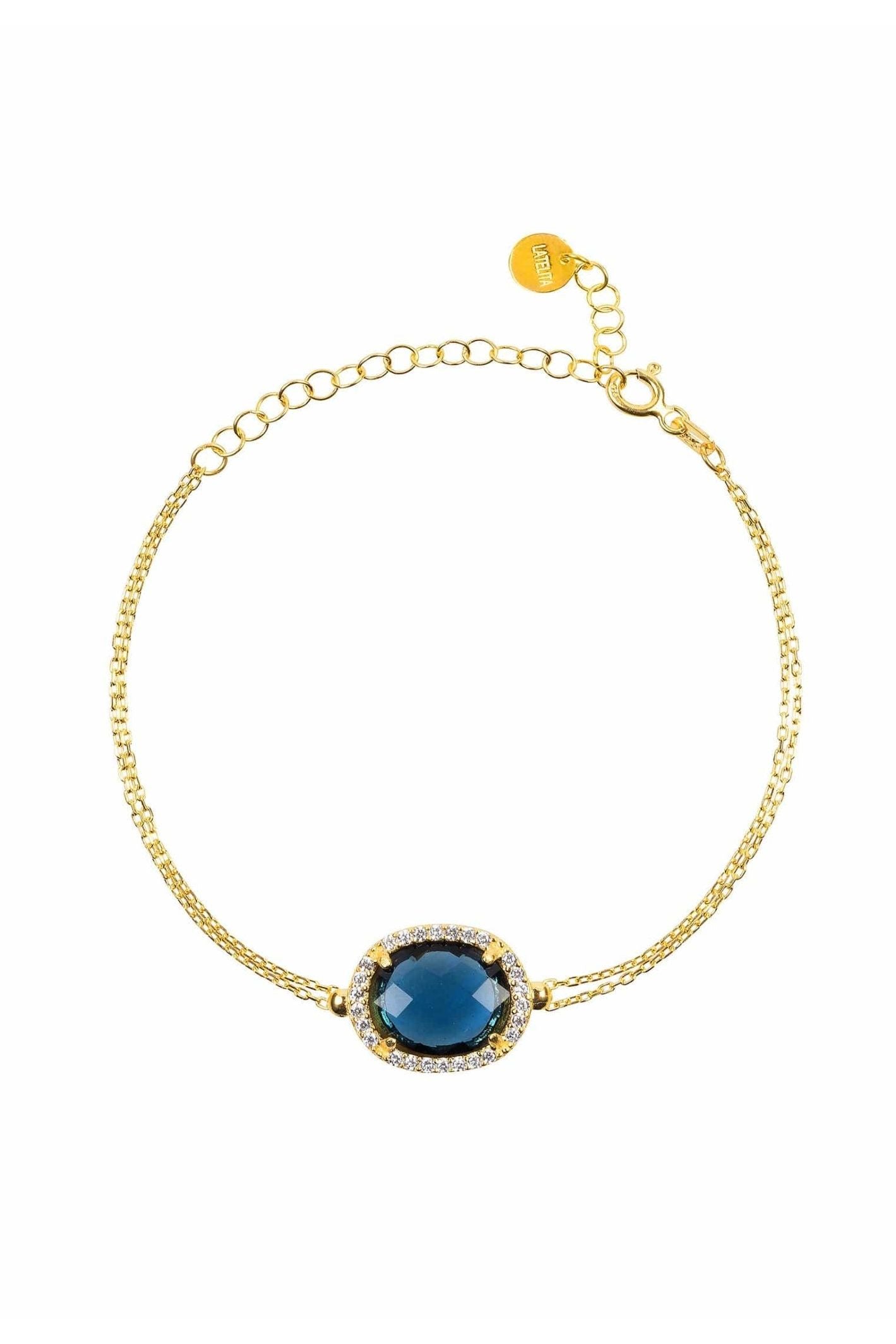 Beatrice Oval Gemstone Bracelet Gold Sapphire Hydro - LATELITA Bracelets