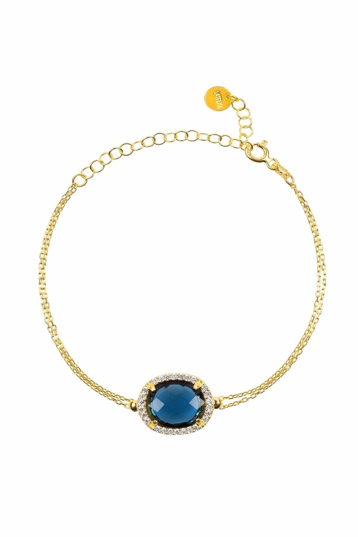 Beatrice Oval Gemstone Bracelet Gold Sapphire Hydro - LATELITA Bracelets