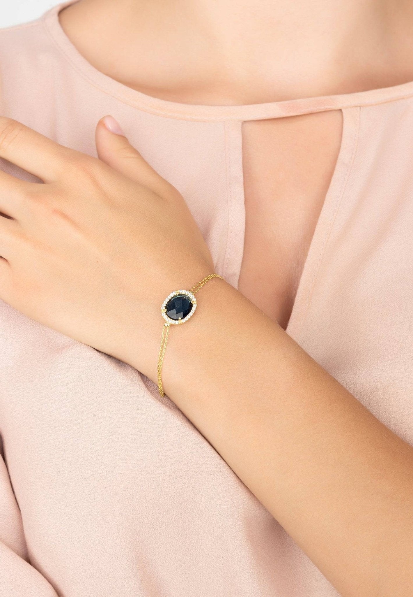 Beatrice Oval Gemstone Bracelet Gold Sapphire Hydro - LATELITA Bracelets