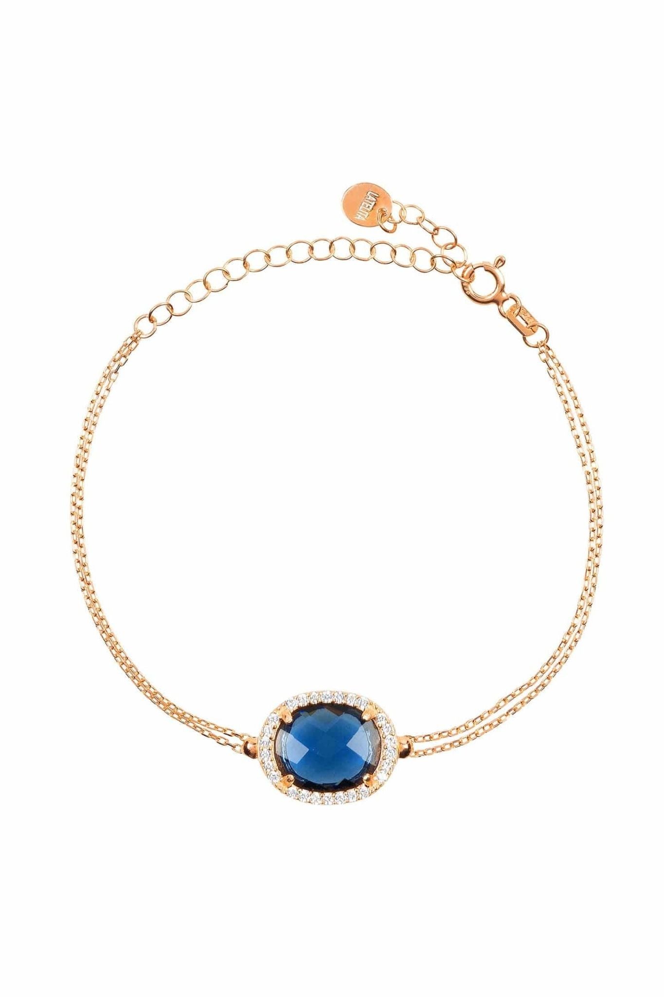 Beatrice Oval Gemstone Bracelet Rose Gold Sapphire Hydro - LATELITA Bracelets