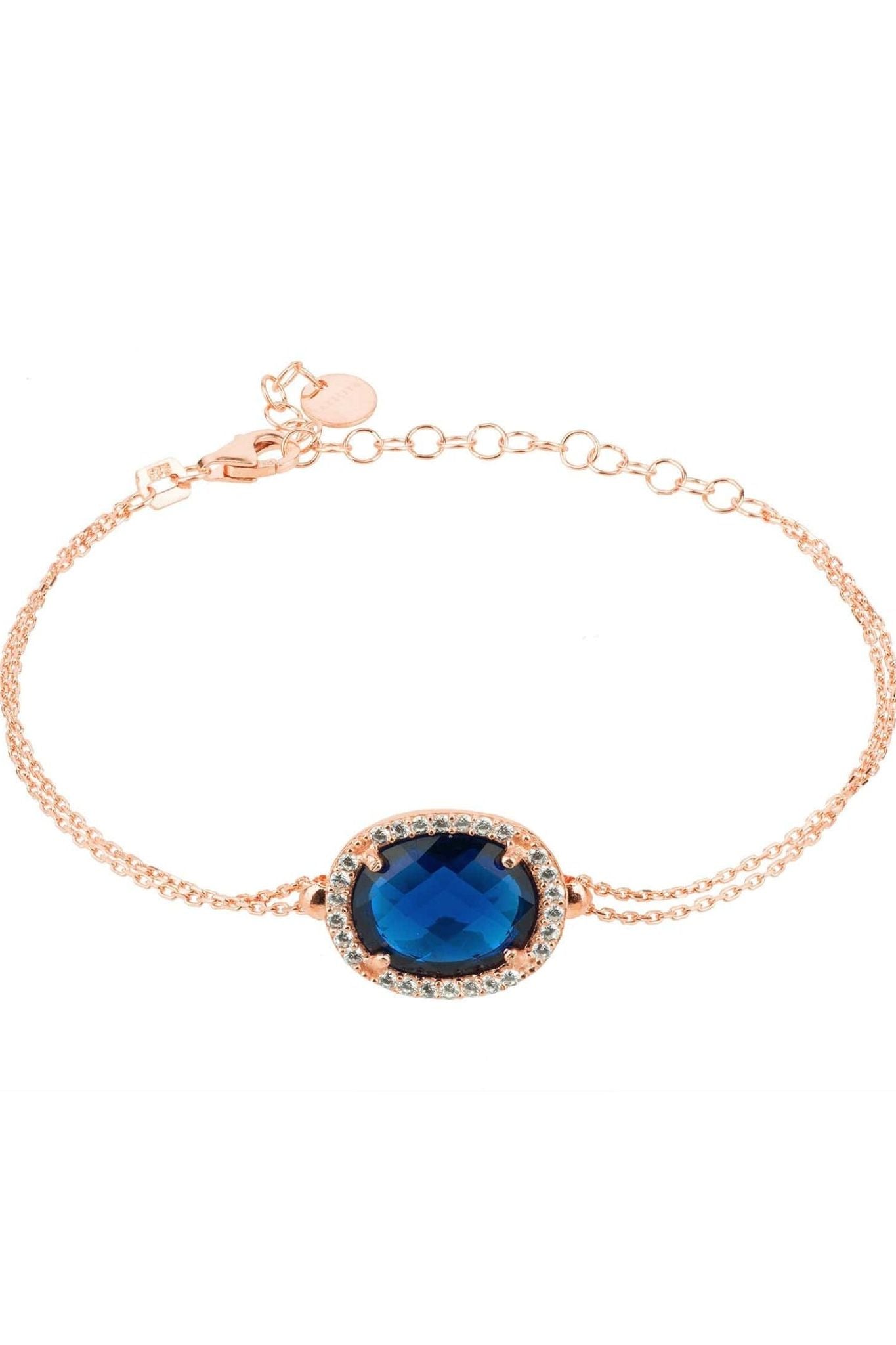 Beatrice Oval Gemstone Bracelet Rose Gold Sapphire Hydro - LATELITA Bracelets