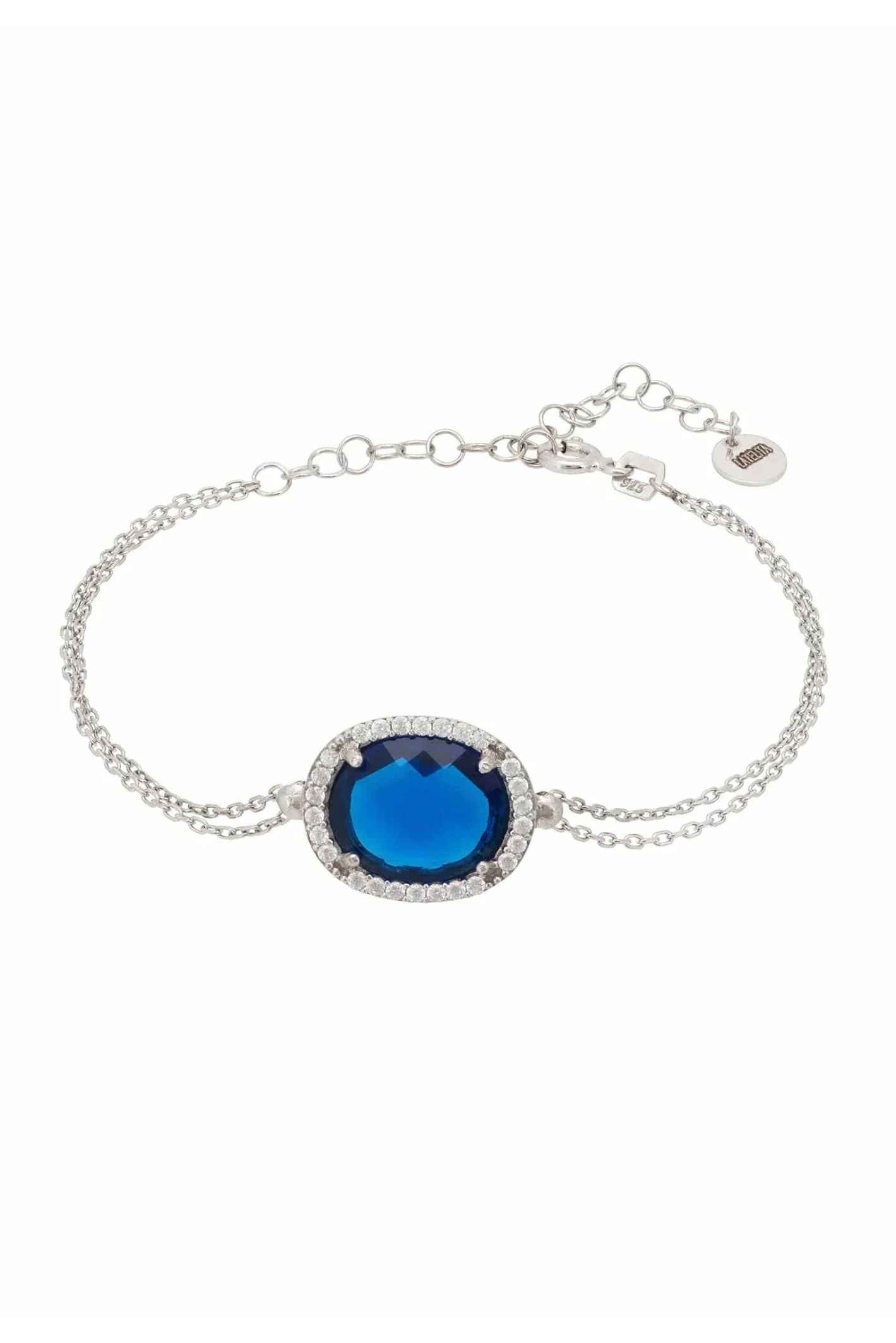 Beatrice Oval Gemstone Bracelet Silver Sapphire Hydro - LATELITA Bracelets