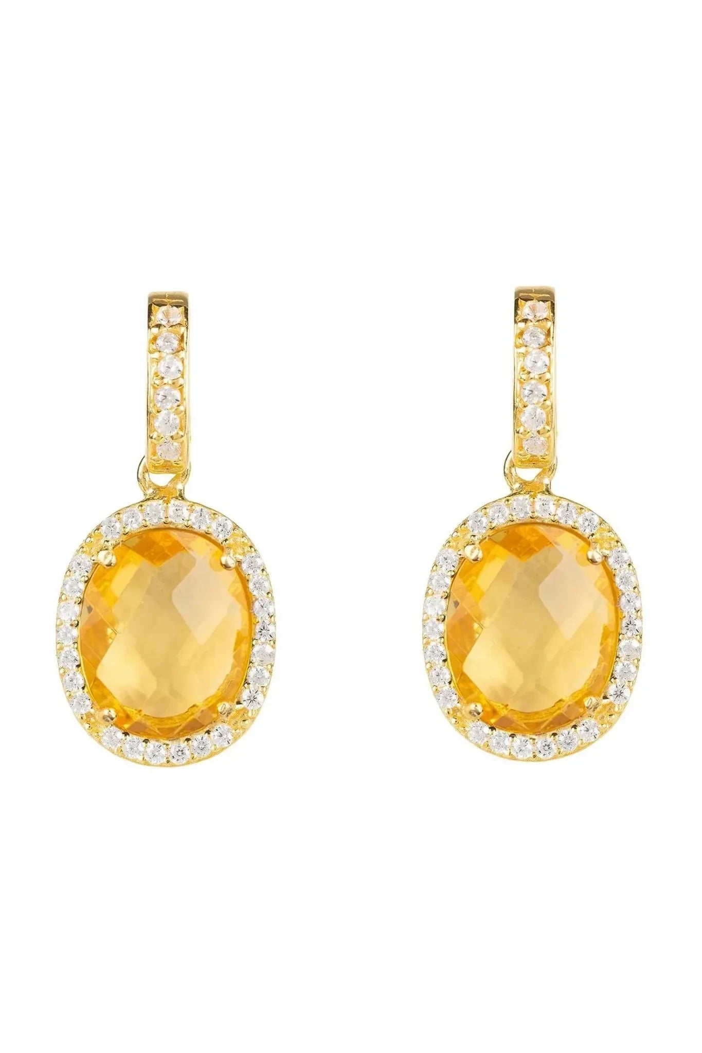 Beatrice Oval Gemstone Drop Earrings Gold Citrine Hydro - LATELITA Earrings