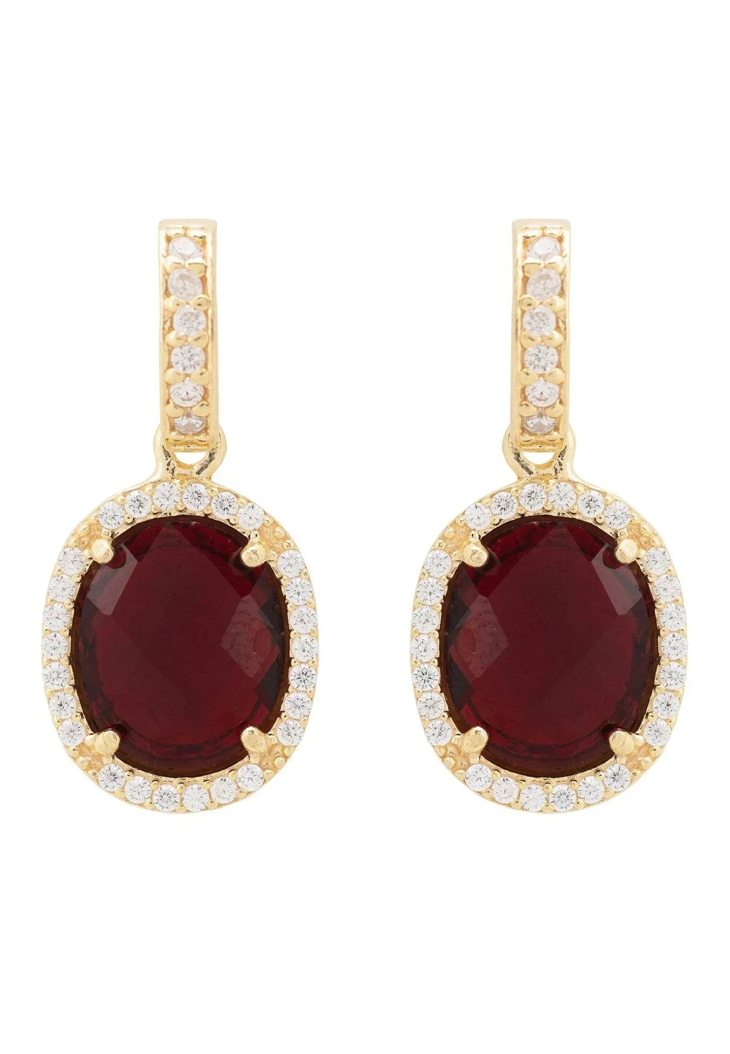 Beatrice Oval Gemstone Drop Earrings Gold Garnet - LATELITA Earrings