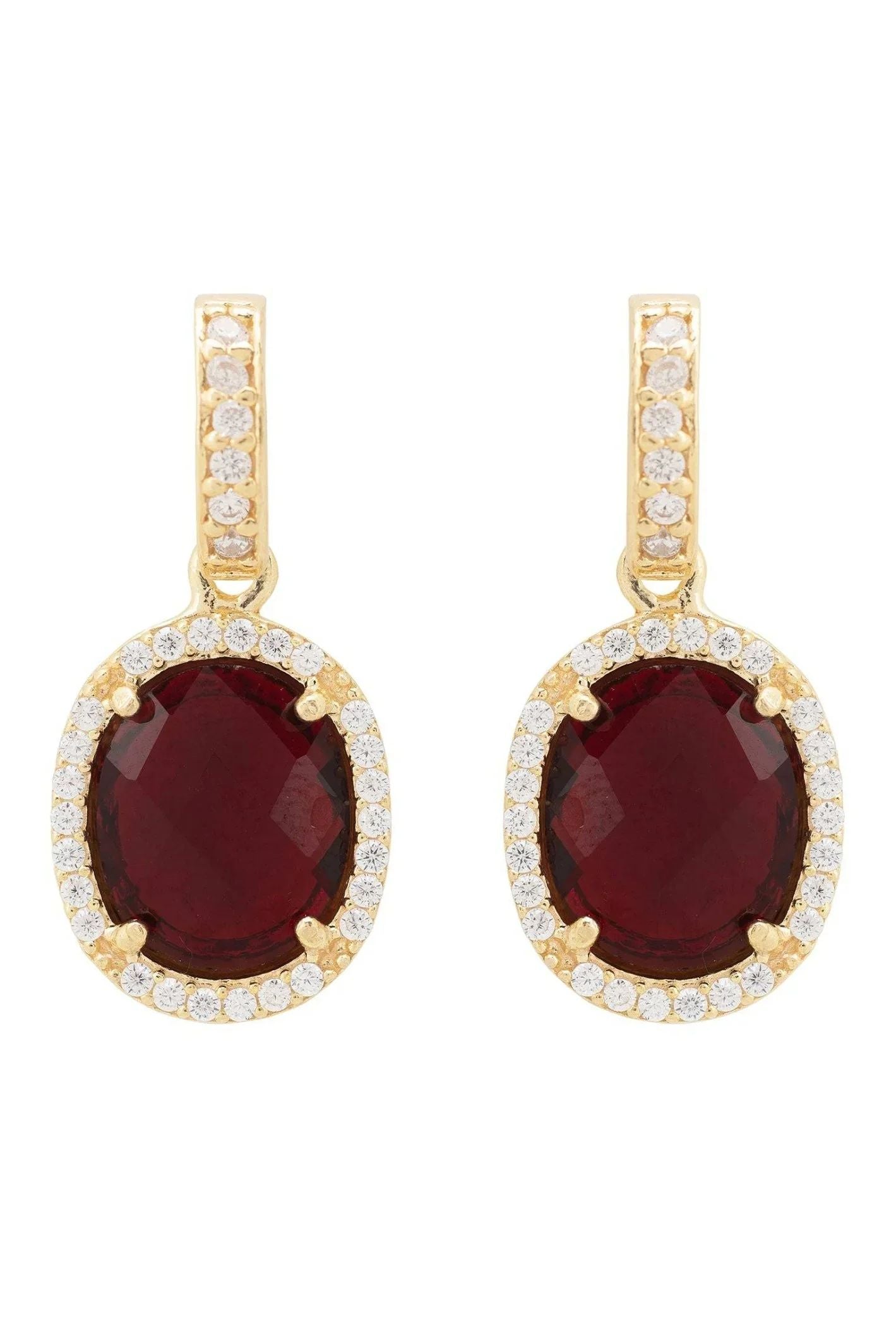 Beatrice Oval Gemstone Drop Earrings Gold Garnet - LATELITA Earrings