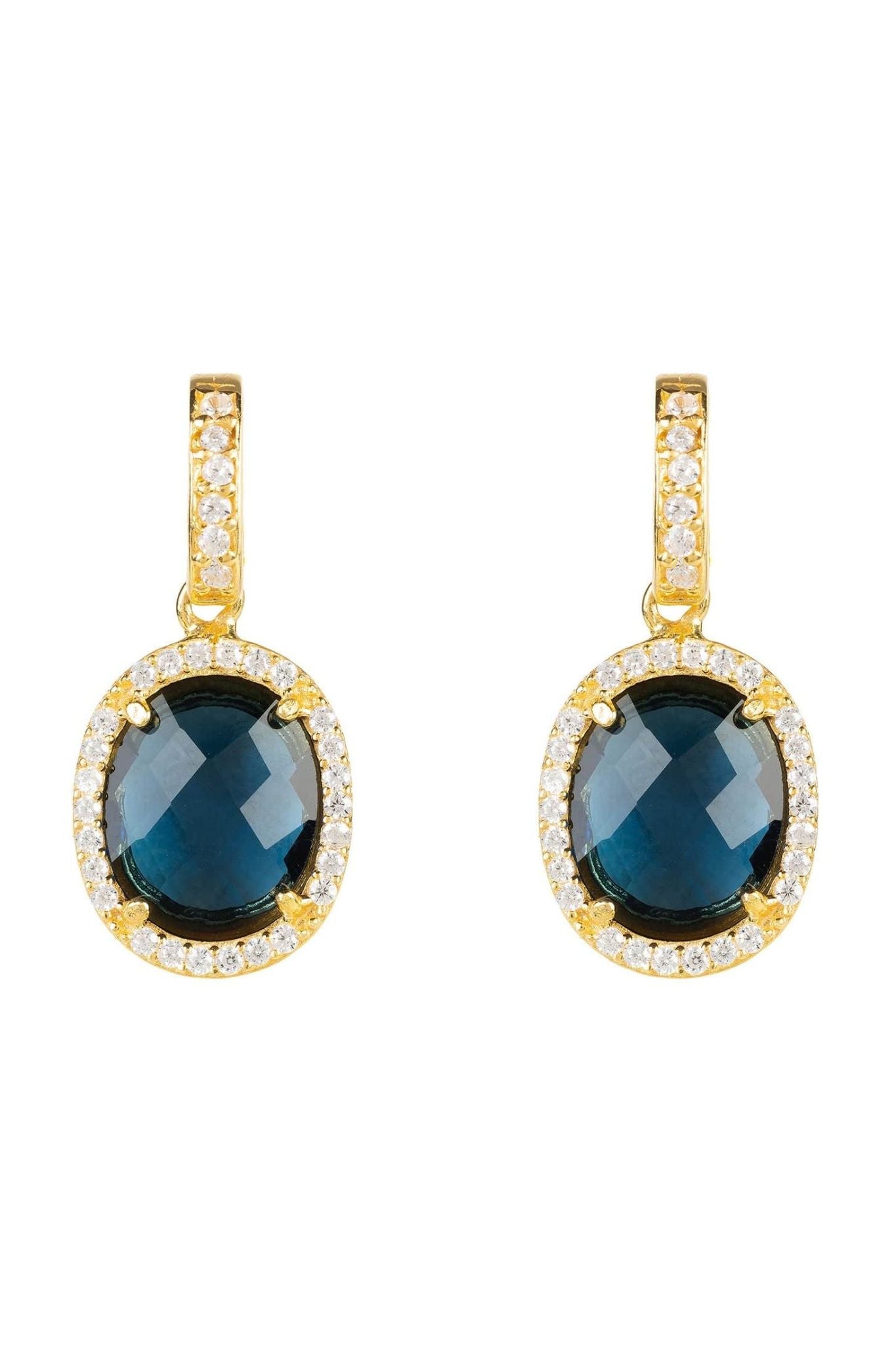 Beatrice Oval Gemstone Drop Earrings Gold Sapphire Hydro - LATELITA Earrings
