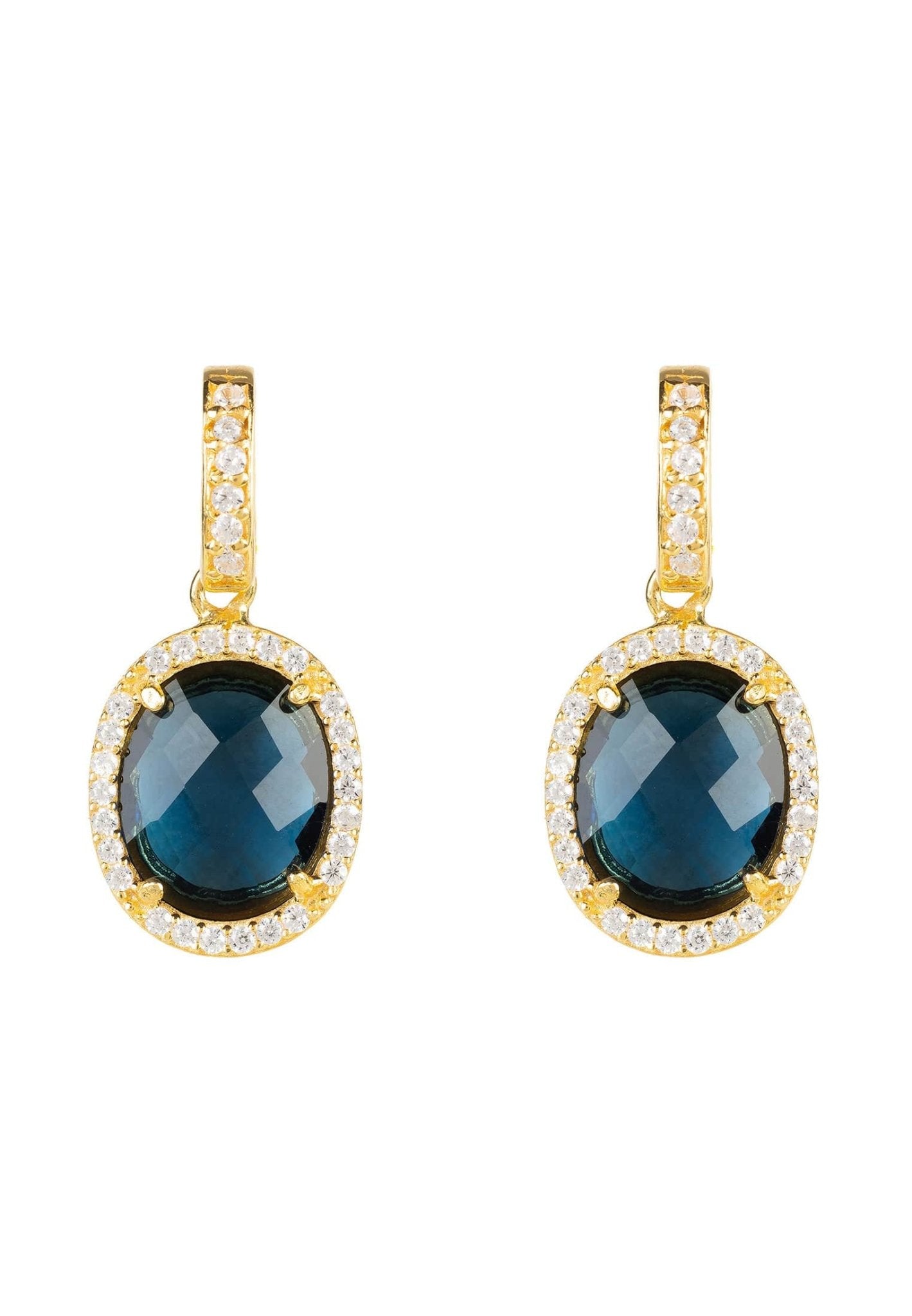 Beatrice Oval Gemstone Drop Earrings Gold Sapphire Hydro - LATELITA Earrings