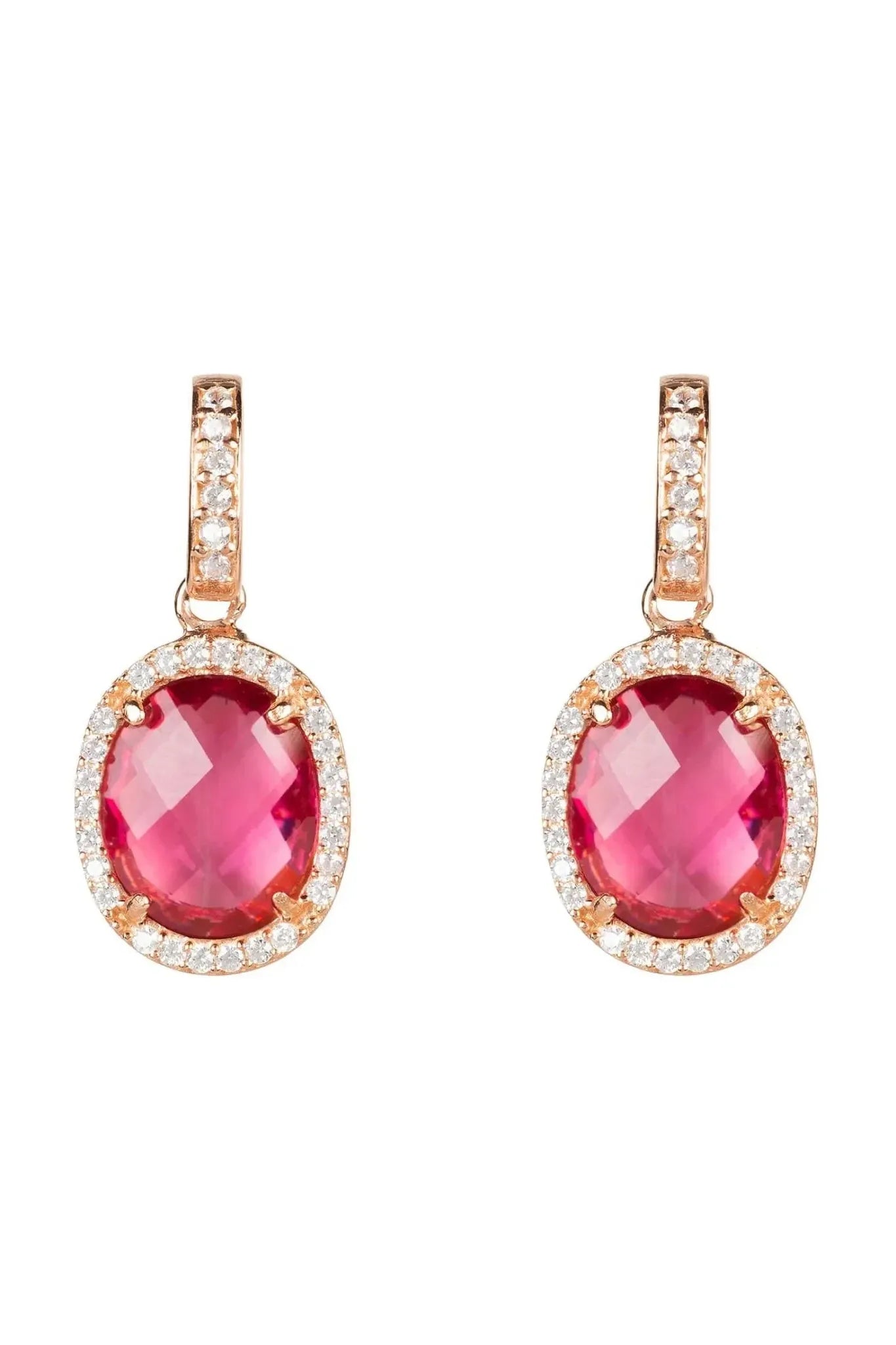 Beatrice Oval Gemstone Drop Earrings Rose Gold Pink Tourmaline - LATELITA Earrings