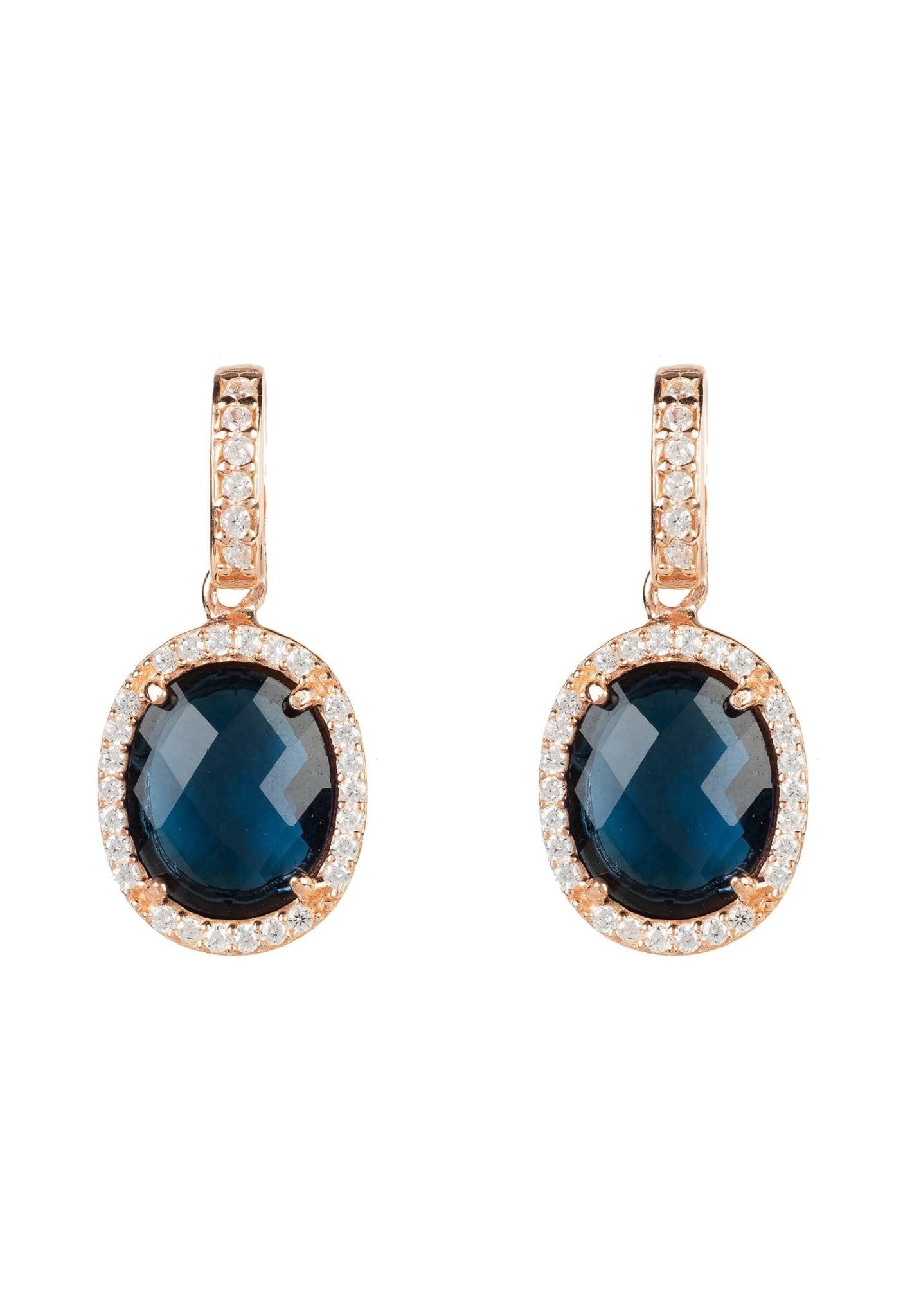 Beatrice Oval Gemstone Drop Earrings Rose Gold Sapphire Hydro - LATELITA Earrings