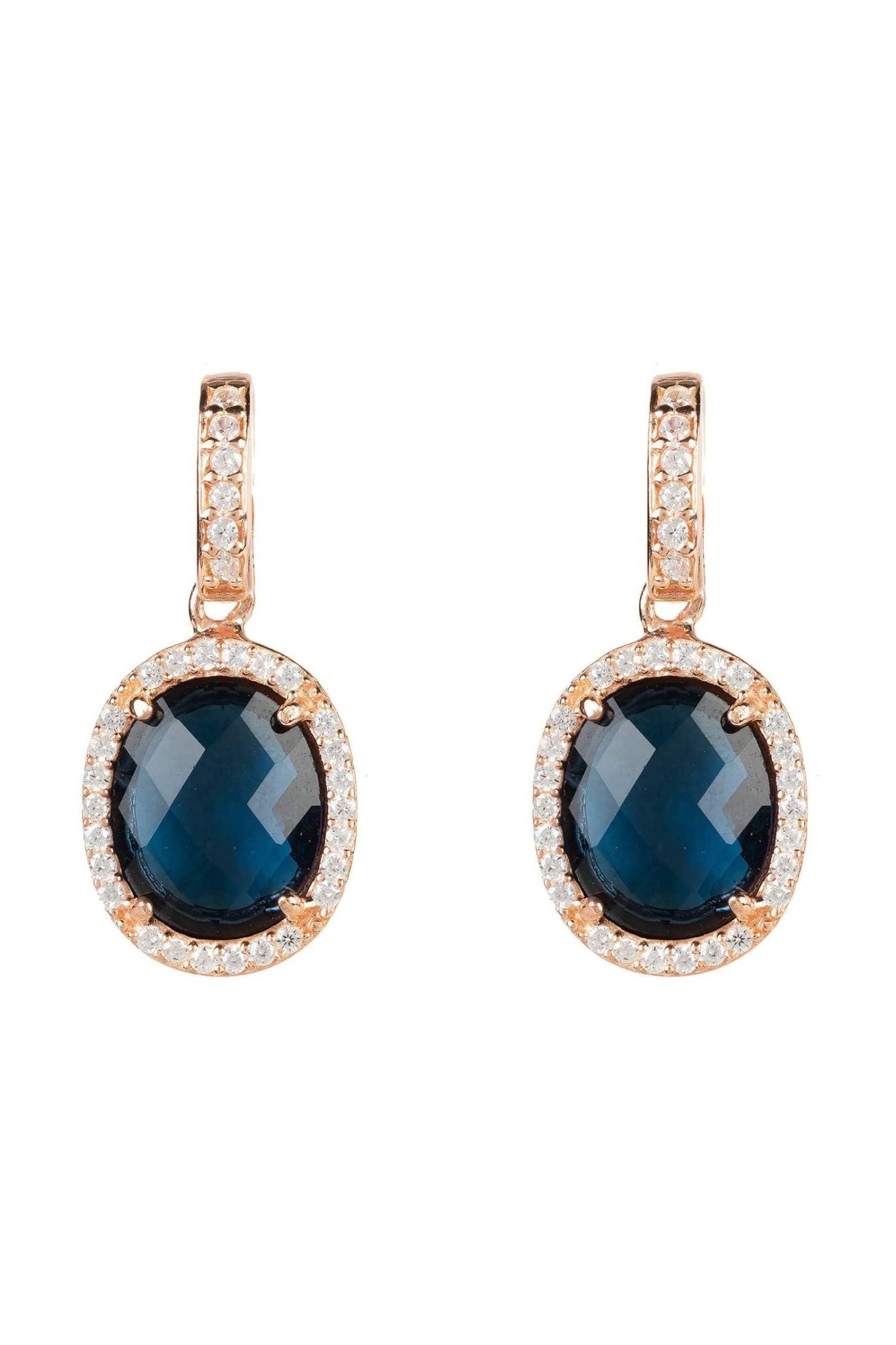 Beatrice Oval Gemstone Drop Earrings Rose Gold Sapphire Hydro - LATELITA Earrings