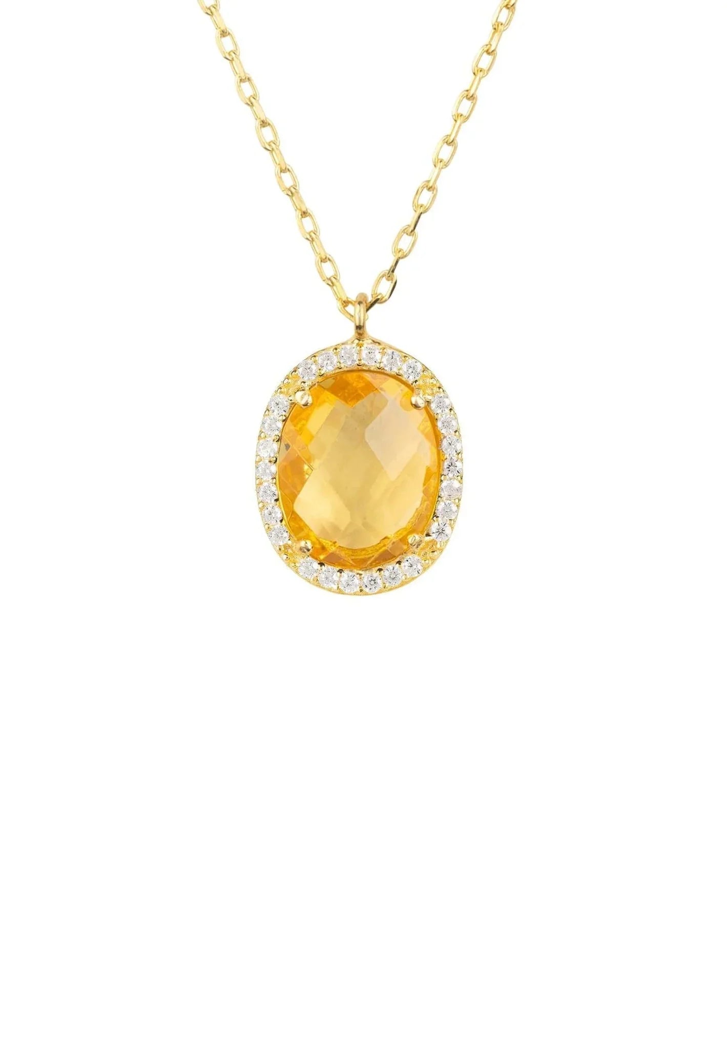 Beatrice Oval Gemstone Pendant Necklace Gold Citrine Hydro - LATELITA Necklaces