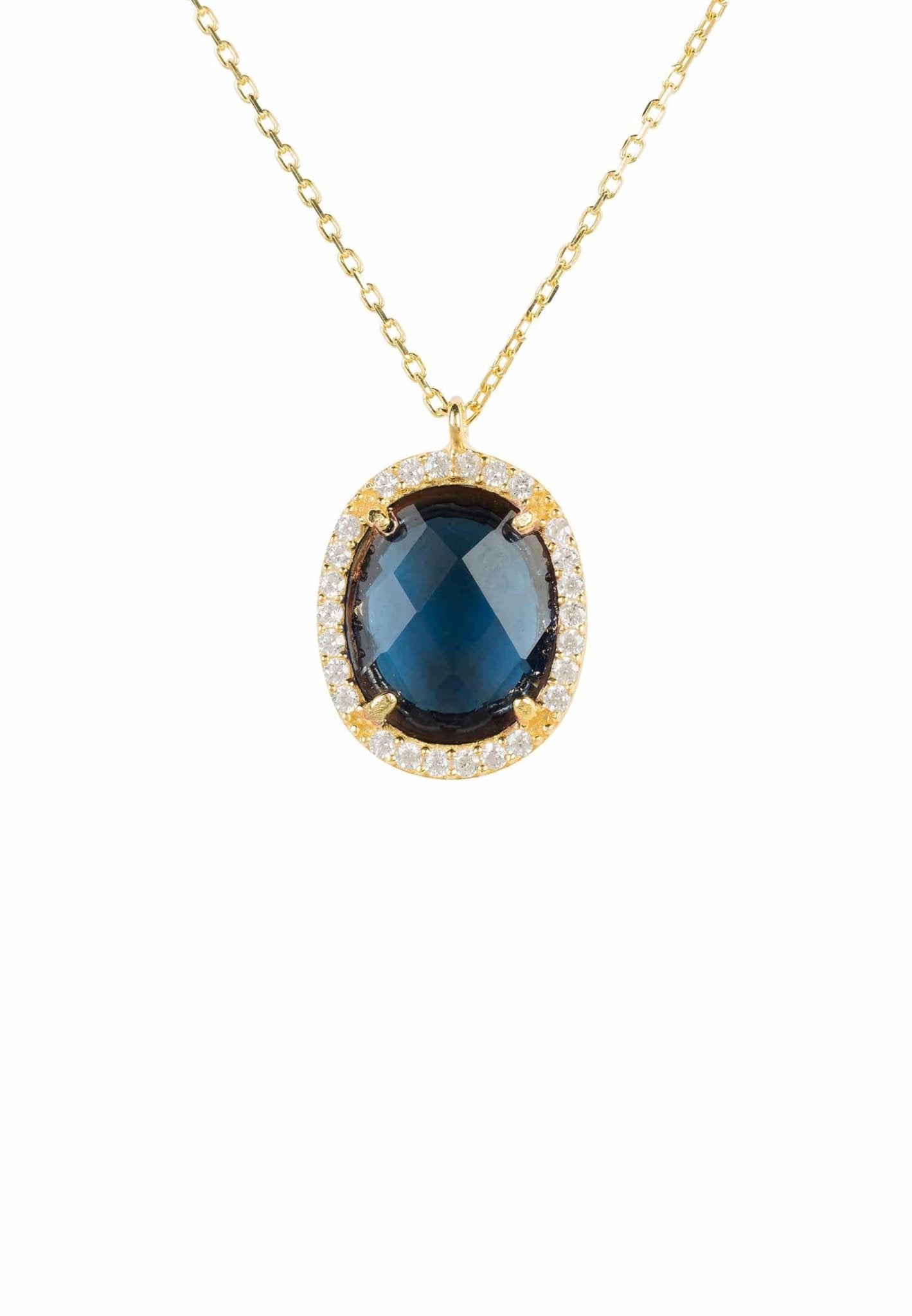 Beatrice Oval Gemstone Pendant Necklace Gold Sapphire Hydro - LATELITA Necklaces