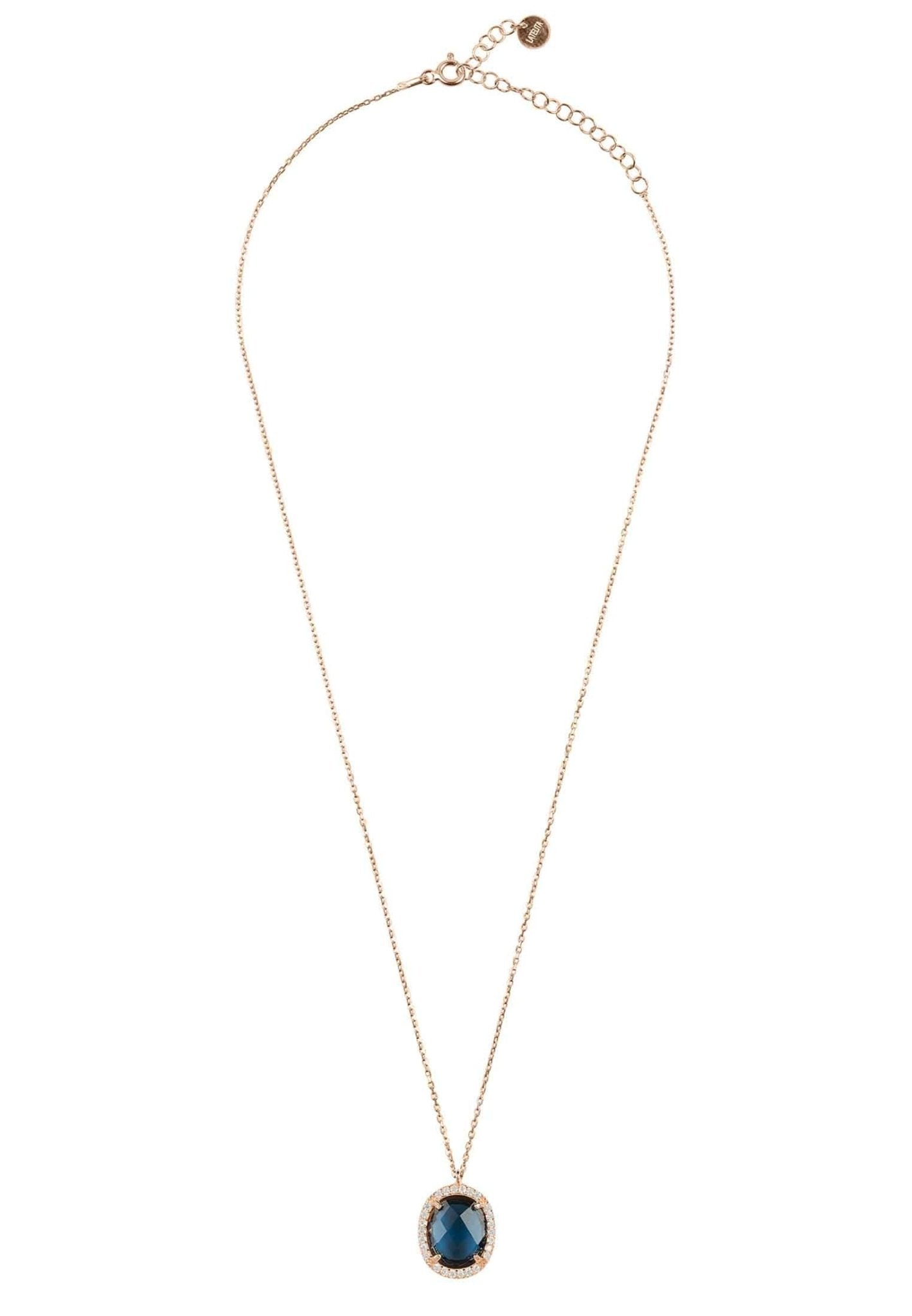 Beatrice Oval Gemstone Pendant Necklace Rose Gold Sapphire Hydro - LATELITA Necklaces