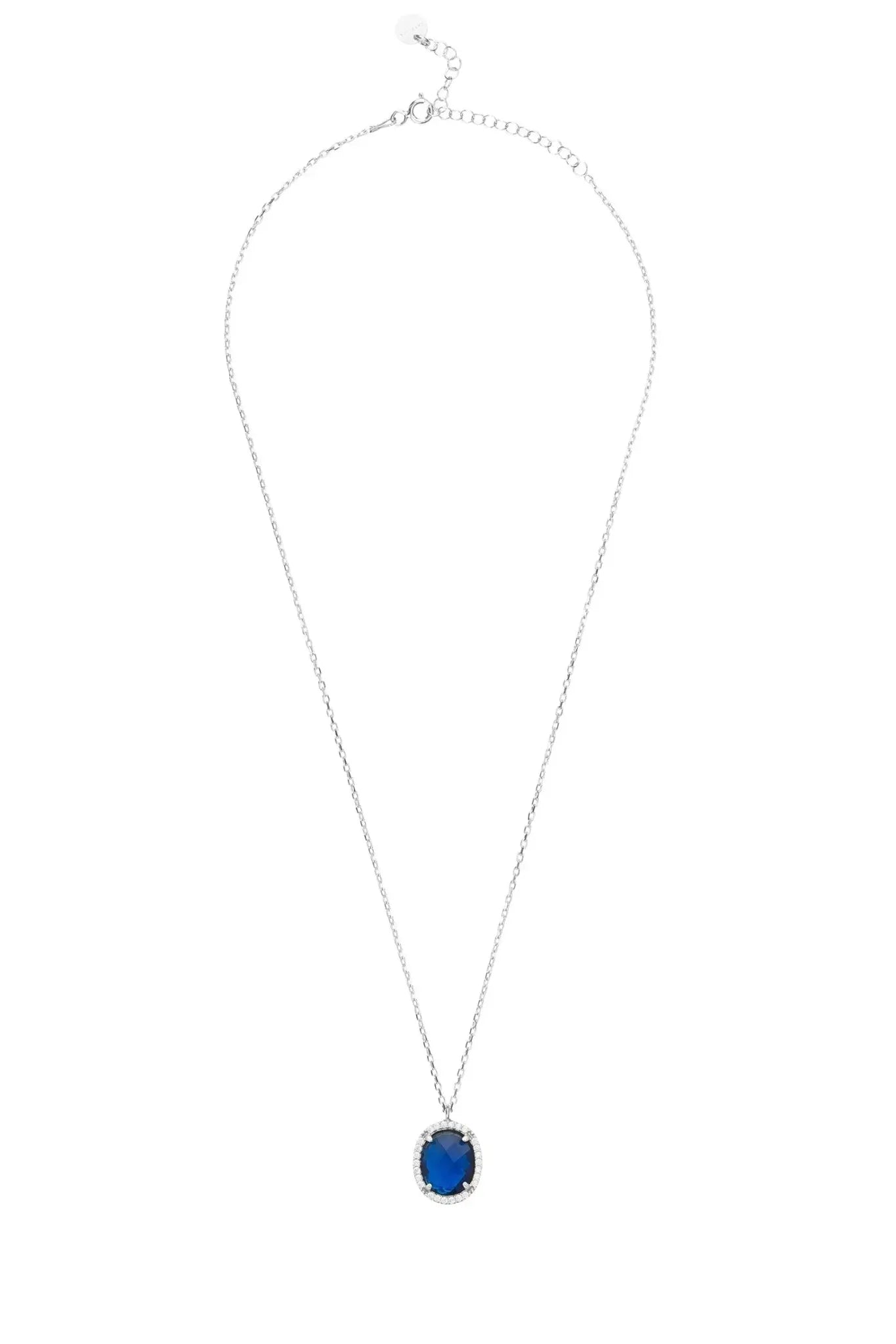 Beatrice Oval Gemstone Pendant Necklace Silver Sapphire Hydro - LATELITA Necklaces