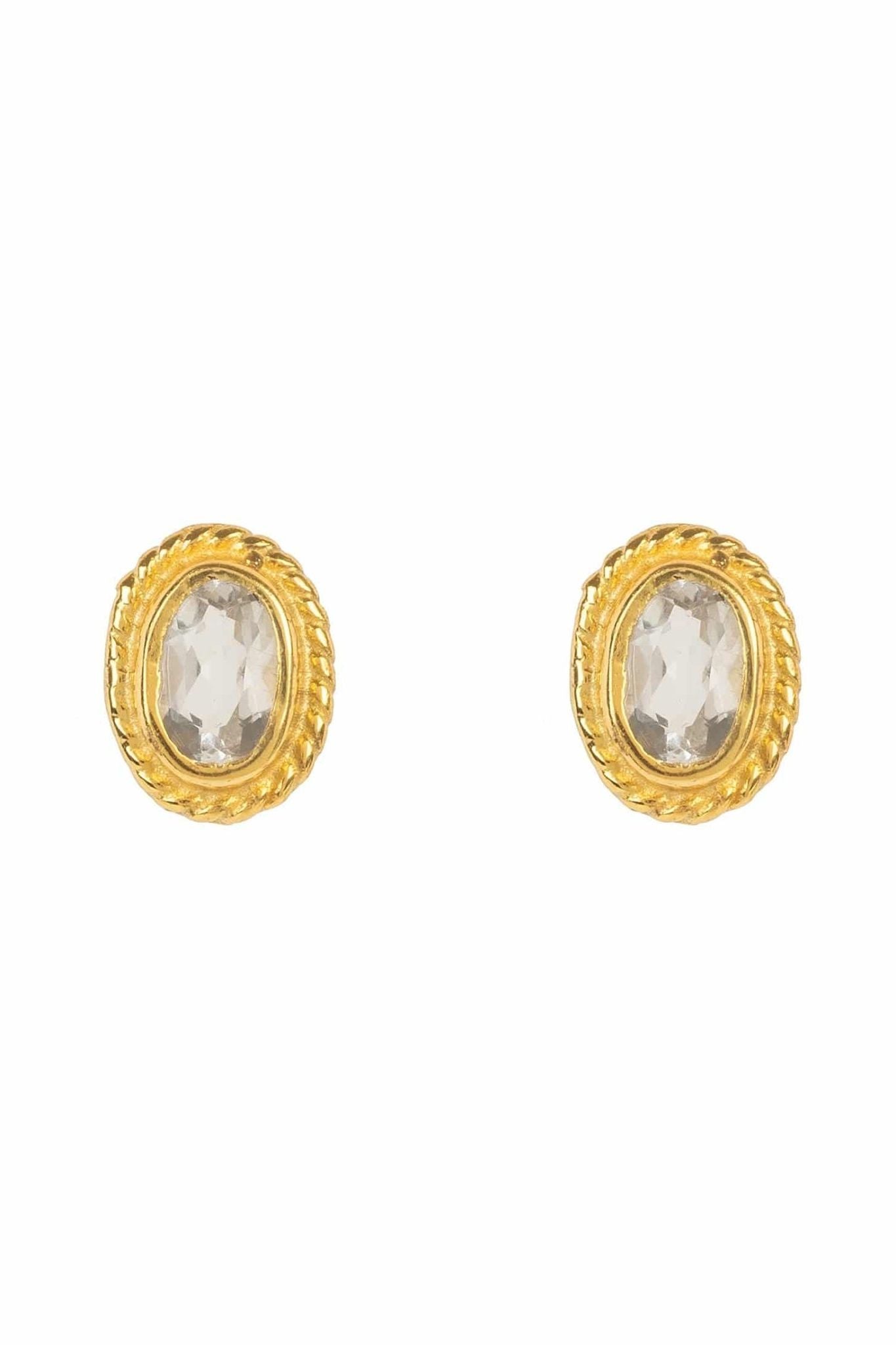 Birthstone Gold Gemstone Stud Earring April Quartz - LATELITA Earrings