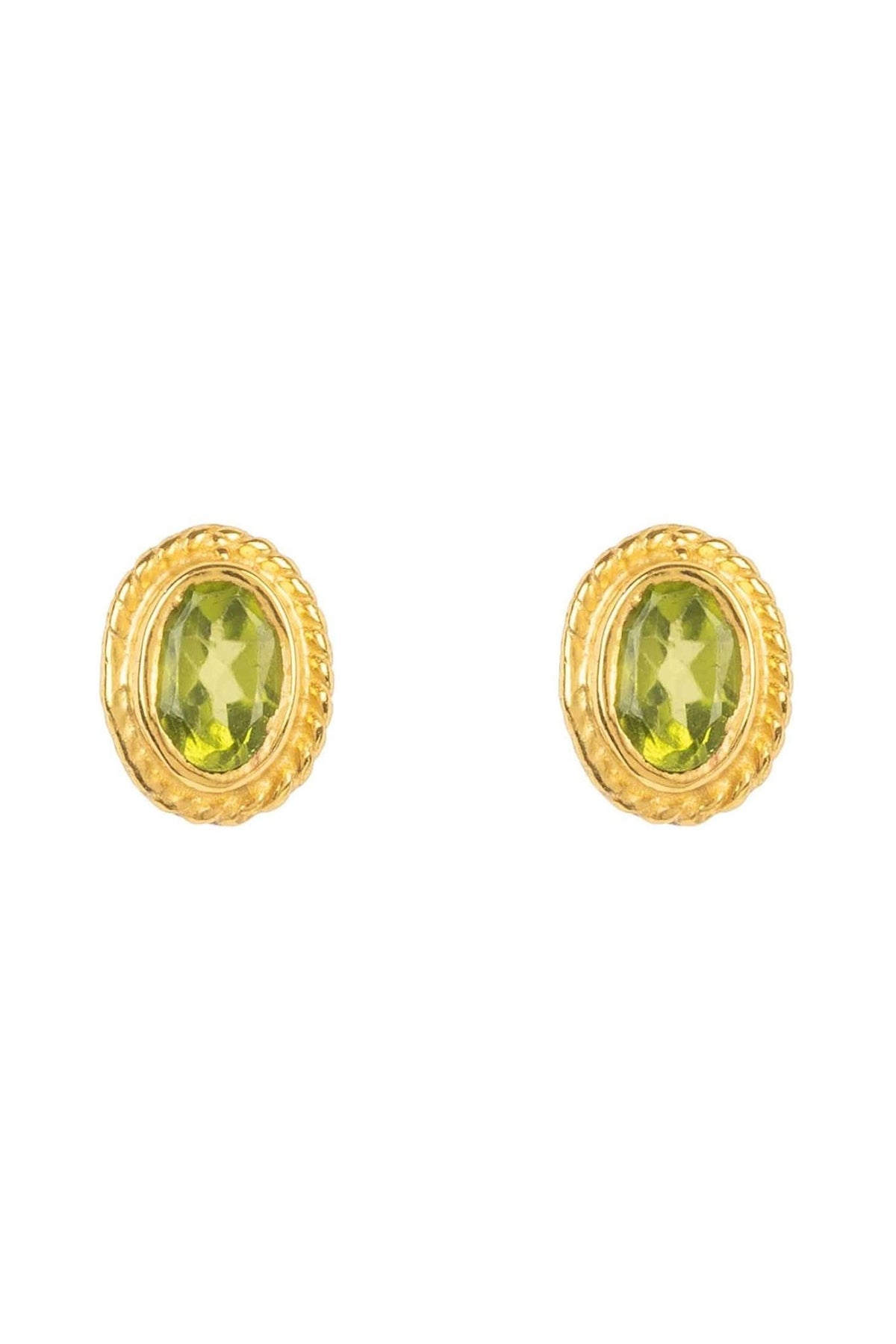 Birthstone Gold Gemstone Stud Earring August Peridot - LATELITA Earrings