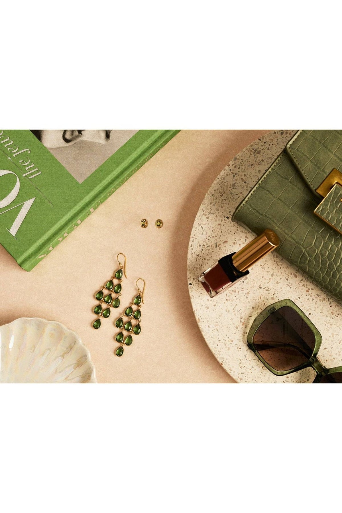 Birthstone Gold Gemstone Stud Earring August Peridot - LATELITA Earrings