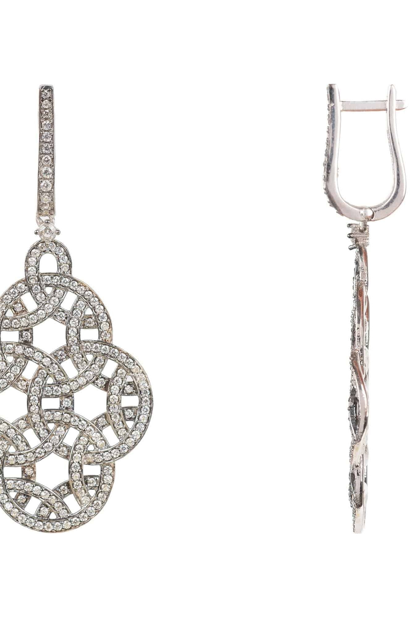 Celtic Knot Aoife Drop Earrings Oxidised Silver - LATELITA Earrings