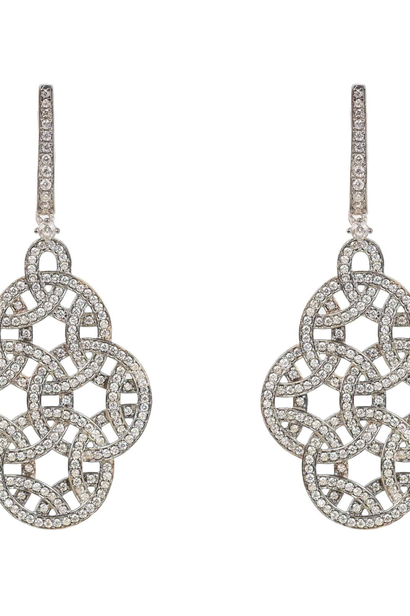 Celtic Knot Aoife Drop Earrings Oxidised Silver - LATELITA Earrings