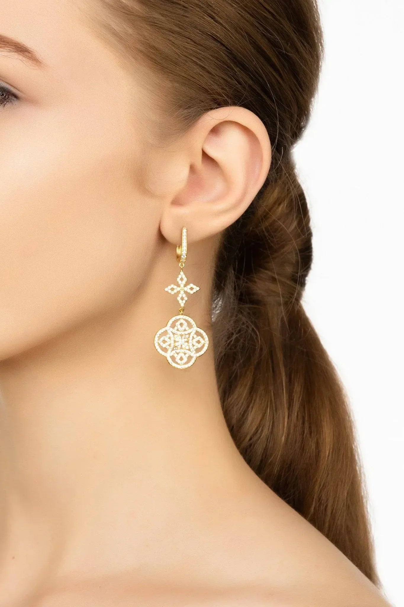 Celtic Knot Clover Drop Earrings Gold - LATELITA Earrings