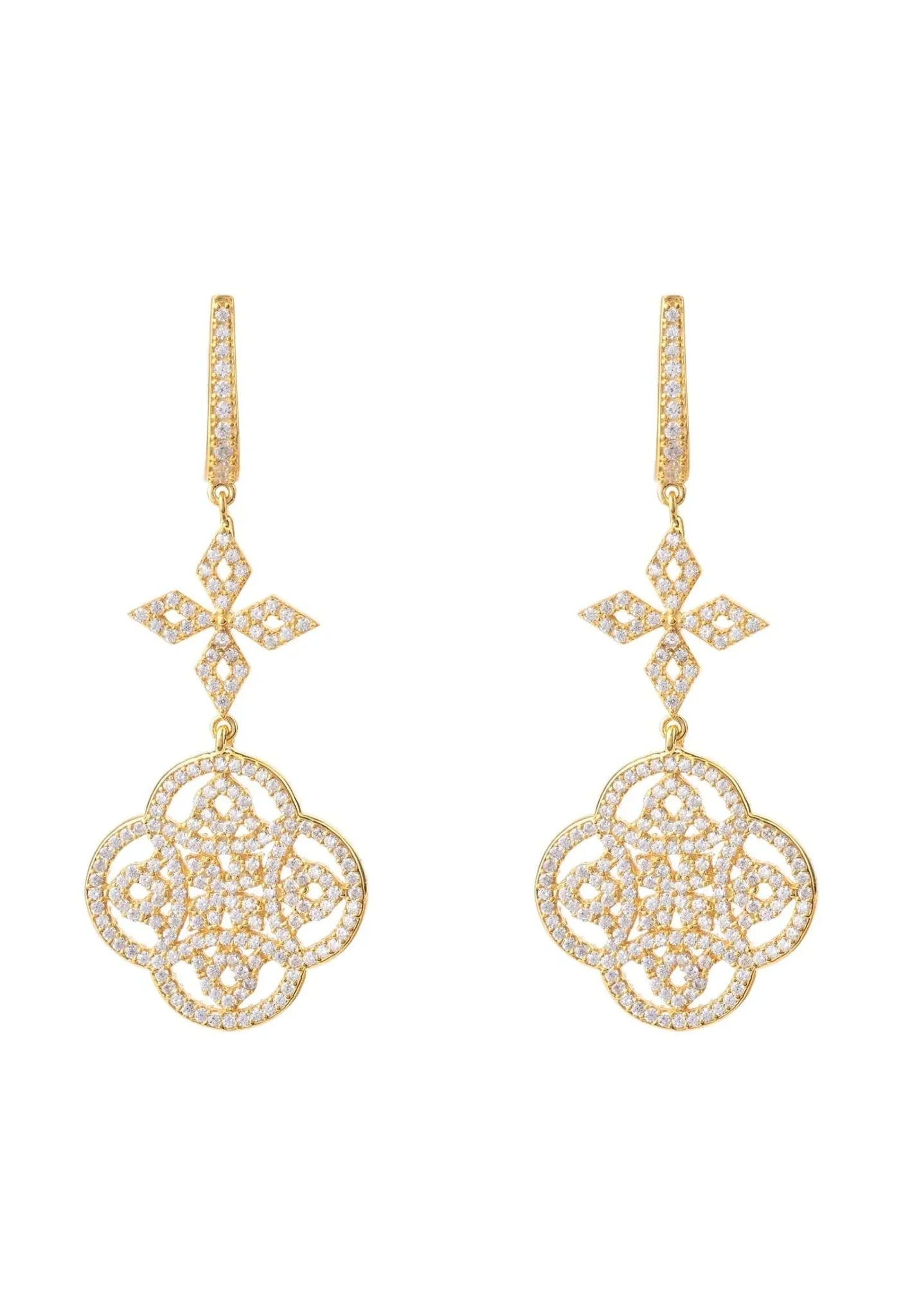 Celtic Knot Clover Drop Earrings Gold - LATELITA Earrings