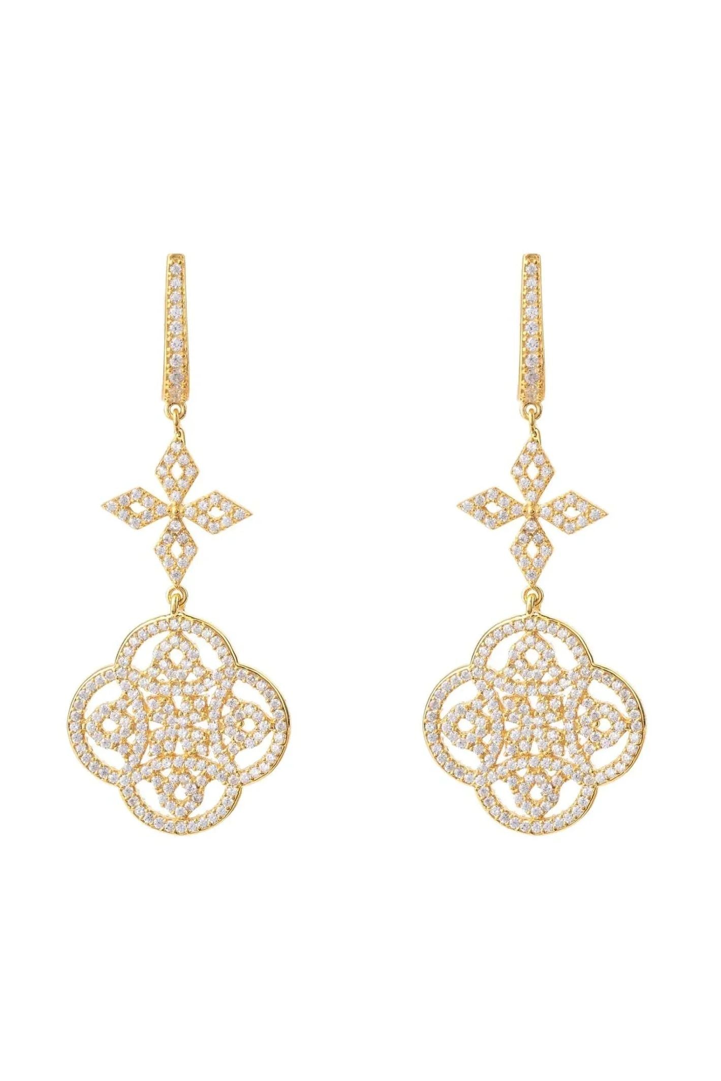 Celtic Knot Clover Drop Earrings Gold - LATELITA Earrings