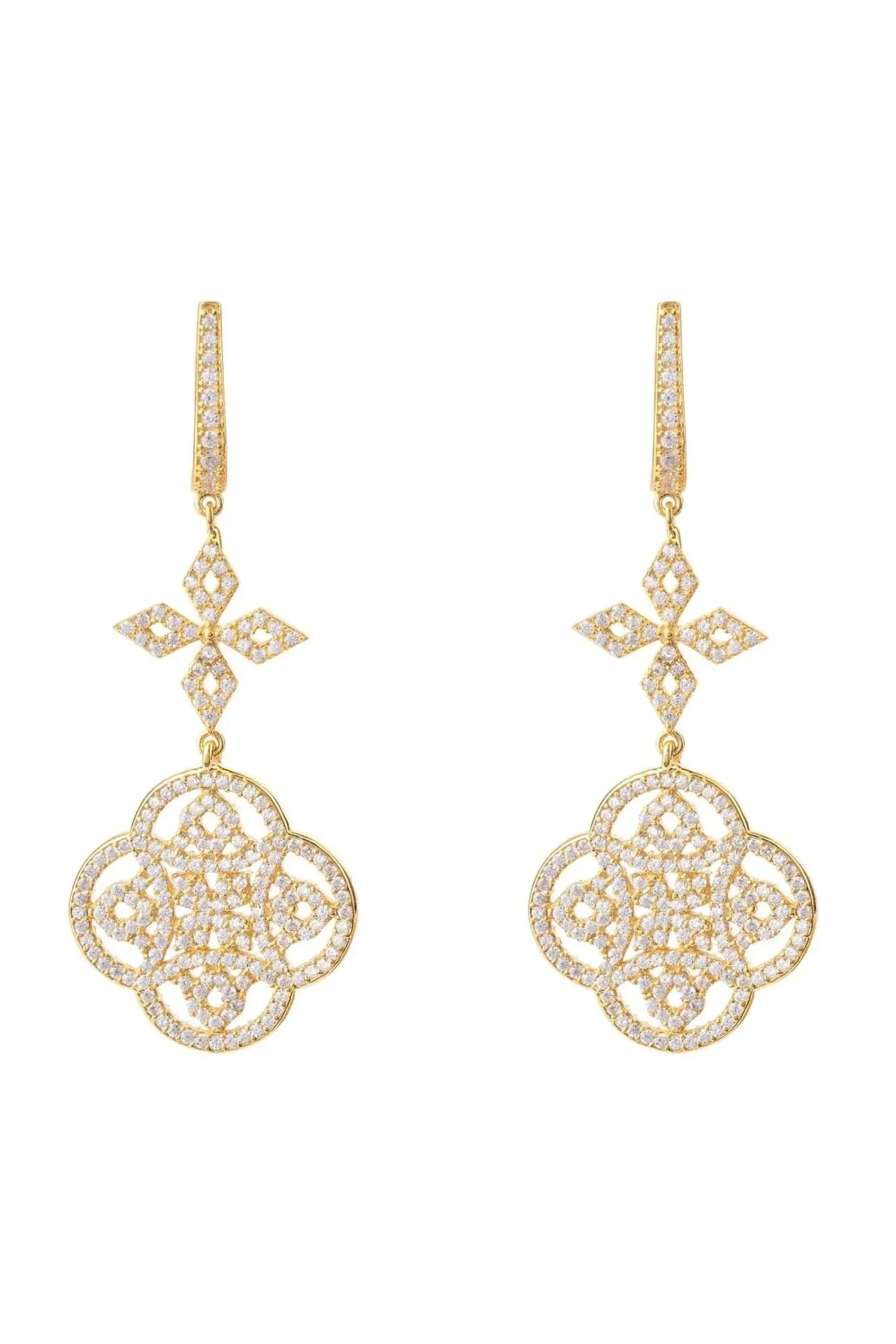 Celtic Knot Clover Drop Earrings Gold - LATELITA Earrings