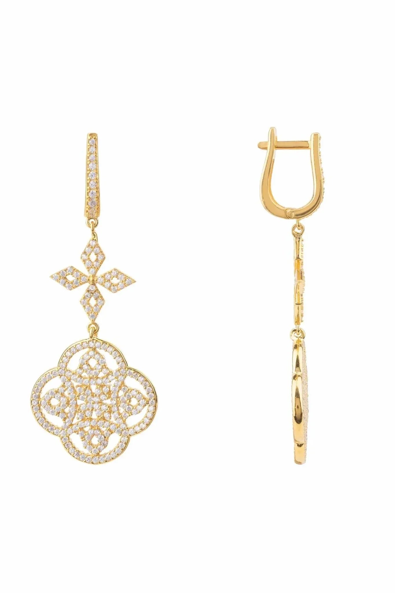 Celtic Knot Clover Drop Earrings Gold - LATELITA Earrings