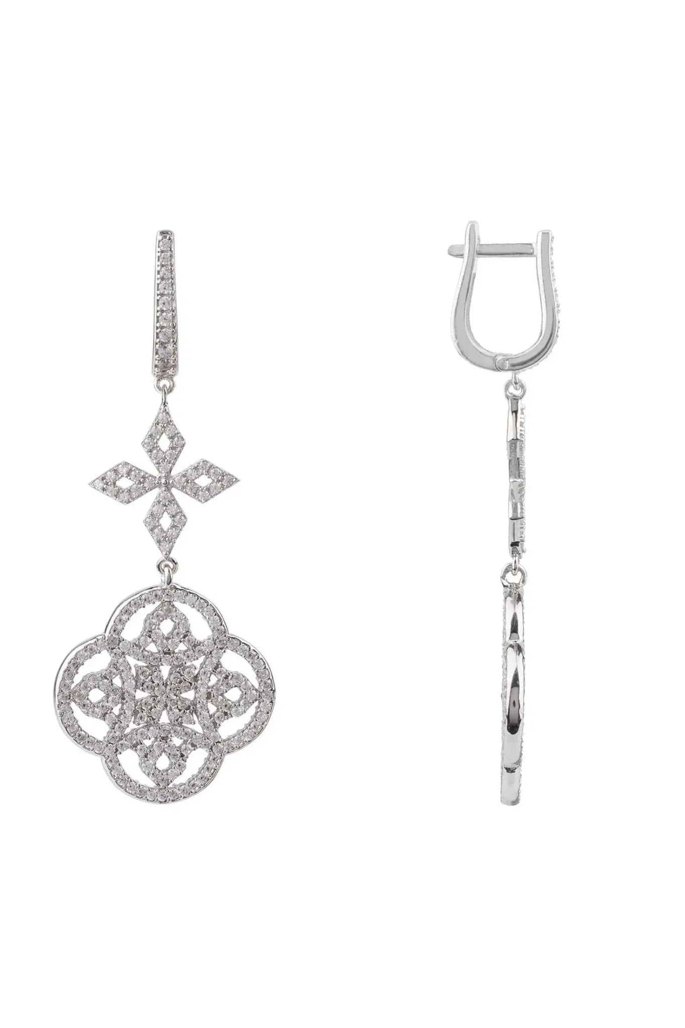Celtic Knot Clover Drop Earrings Silver - LATELITA Earrings