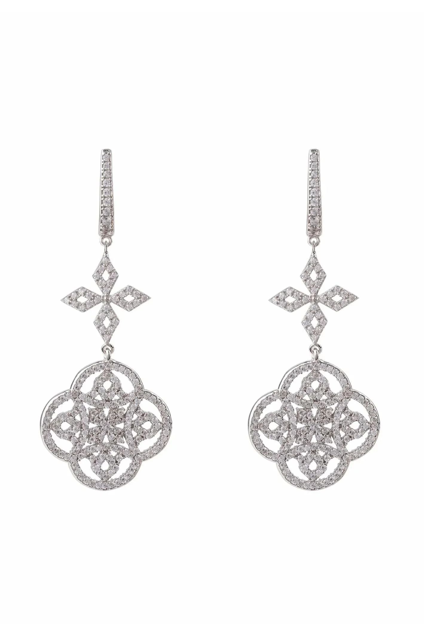 Celtic Knot Clover Drop Earrings Silver - LATELITA Earrings
