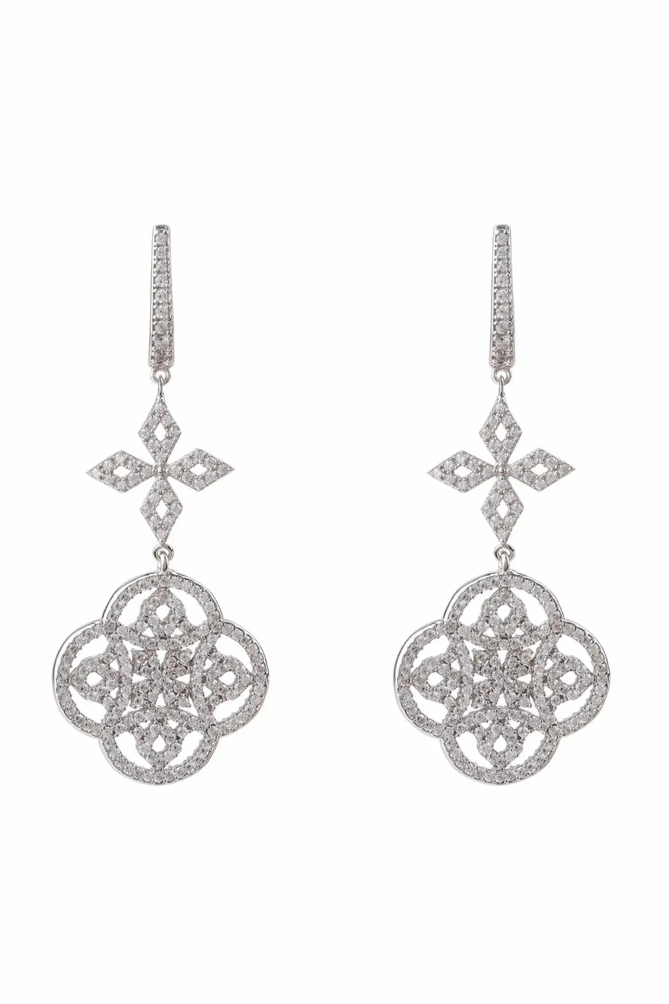 Celtic Knot Clover Drop Earrings Silver - LATELITA Earrings
