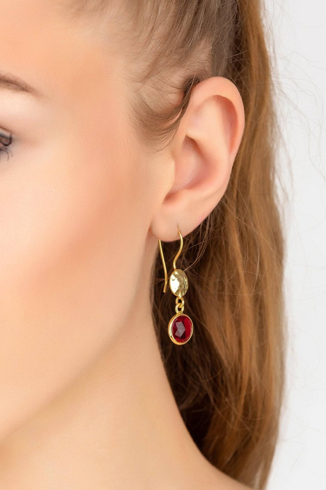 Circle & Hammer Earrings Gold Garnet - LATELITA Earrings