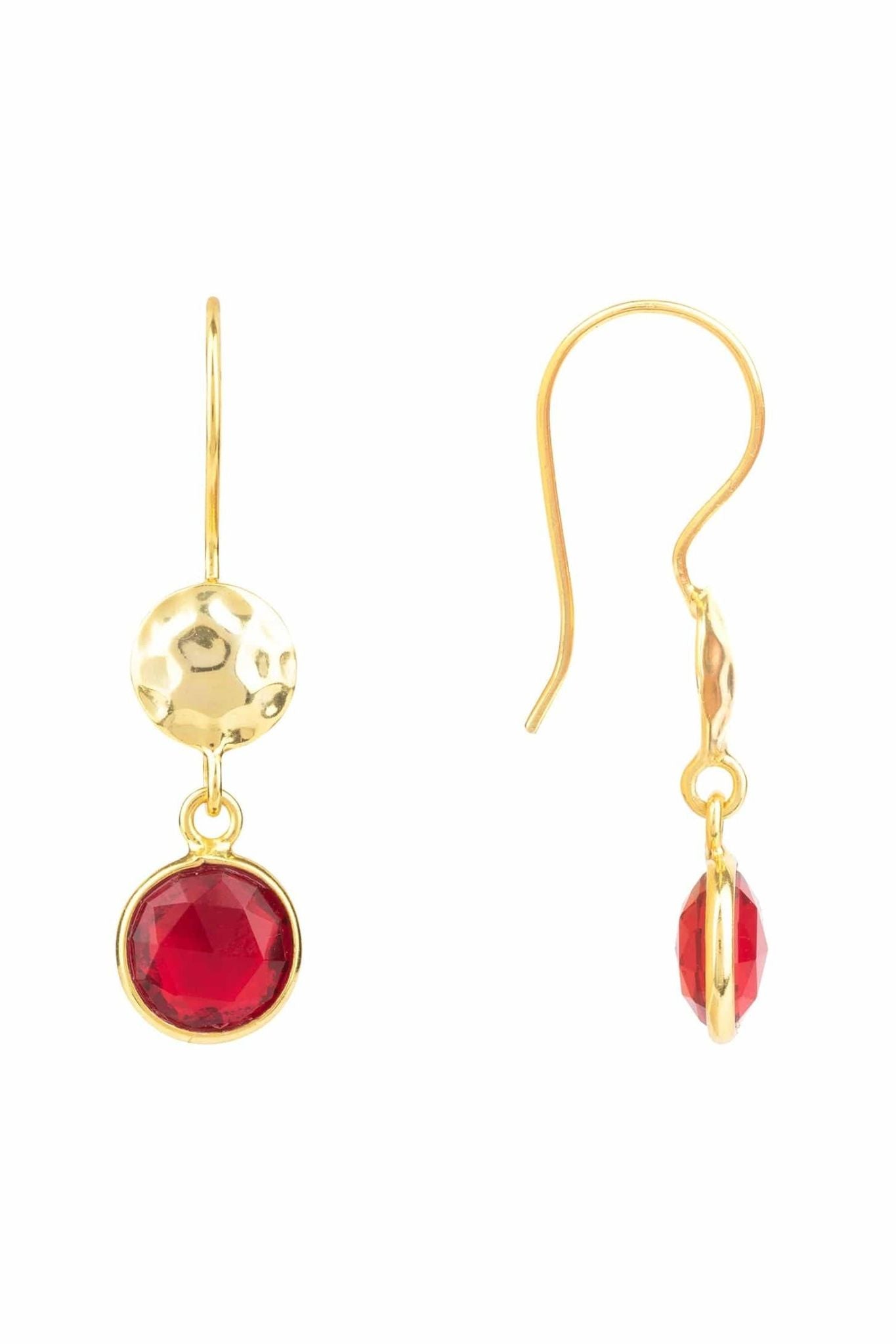 Circle & Hammer Earrings Gold Garnet - LATELITA Earrings