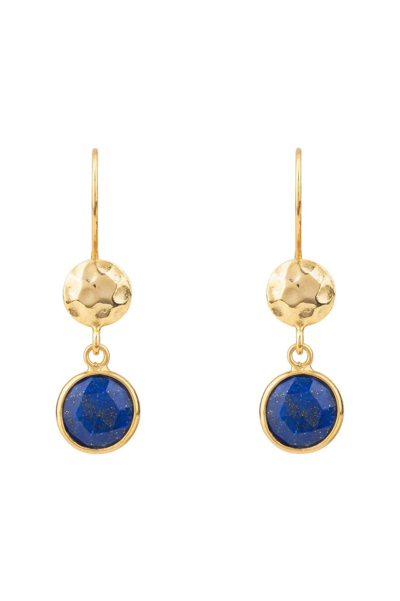 Circle & Hammer Earrings Gold Lapis Lazuli - LATELITA Earrings