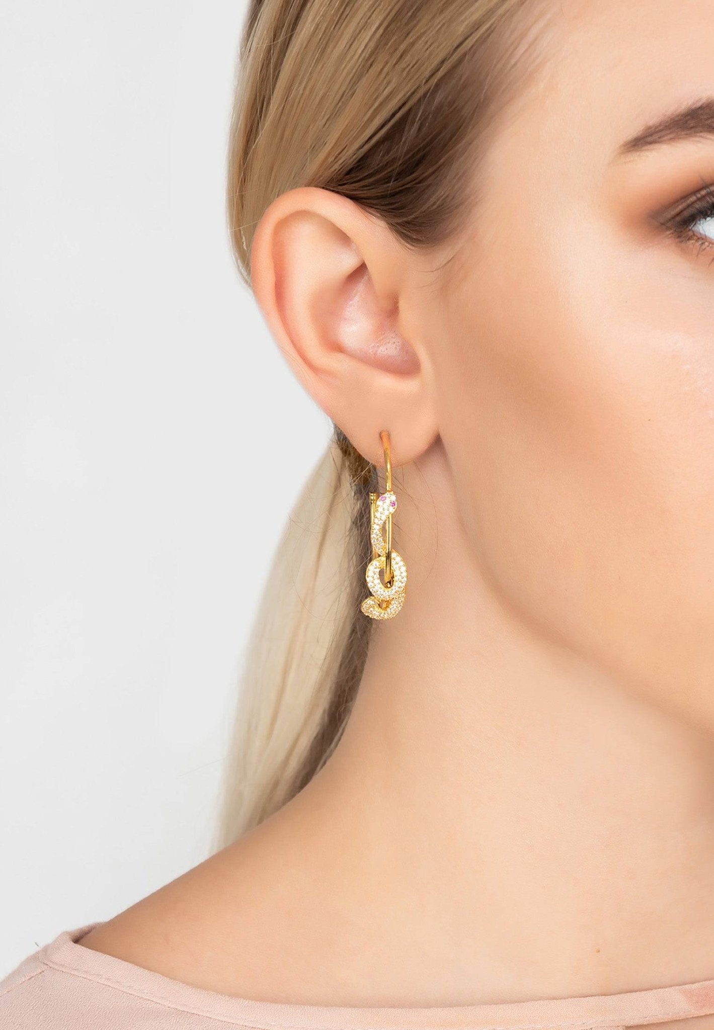 Cleopatra Serpent Snake Hoop Earrings Gold - LATELITA Earrings