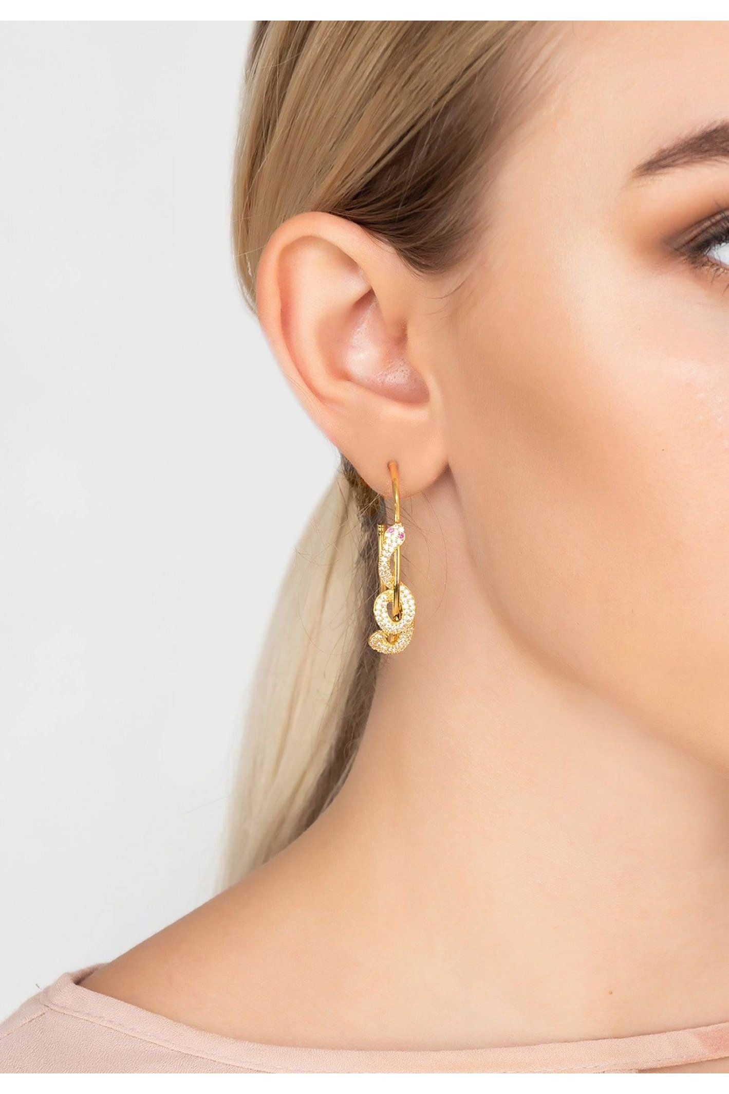 Cleopatra Serpent Snake Hoop Earrings Gold - LATELITA Earrings