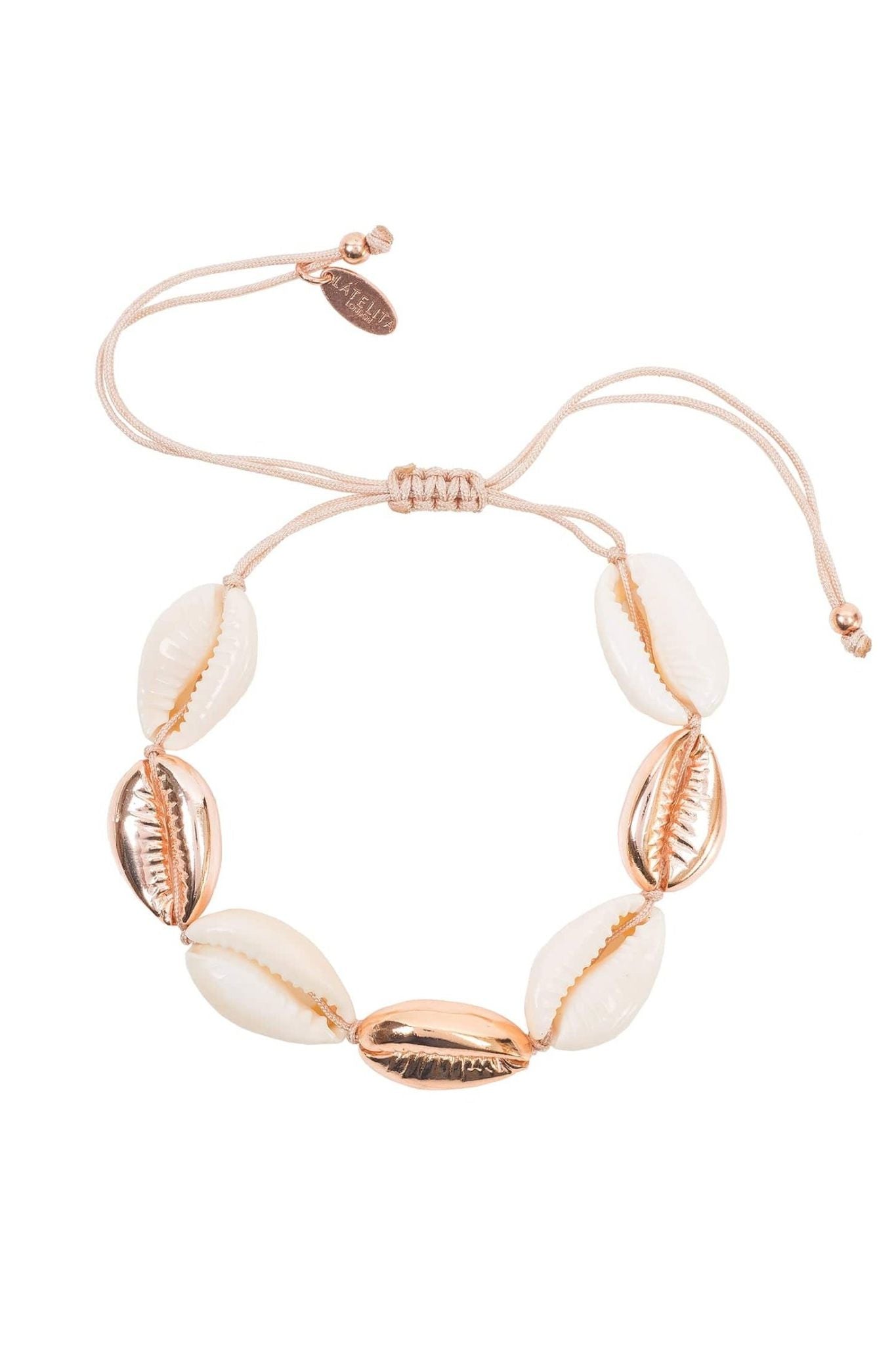 Cowrie Multi Shell Macrame Bracelet Rose Gold - LATELITA Bracelets