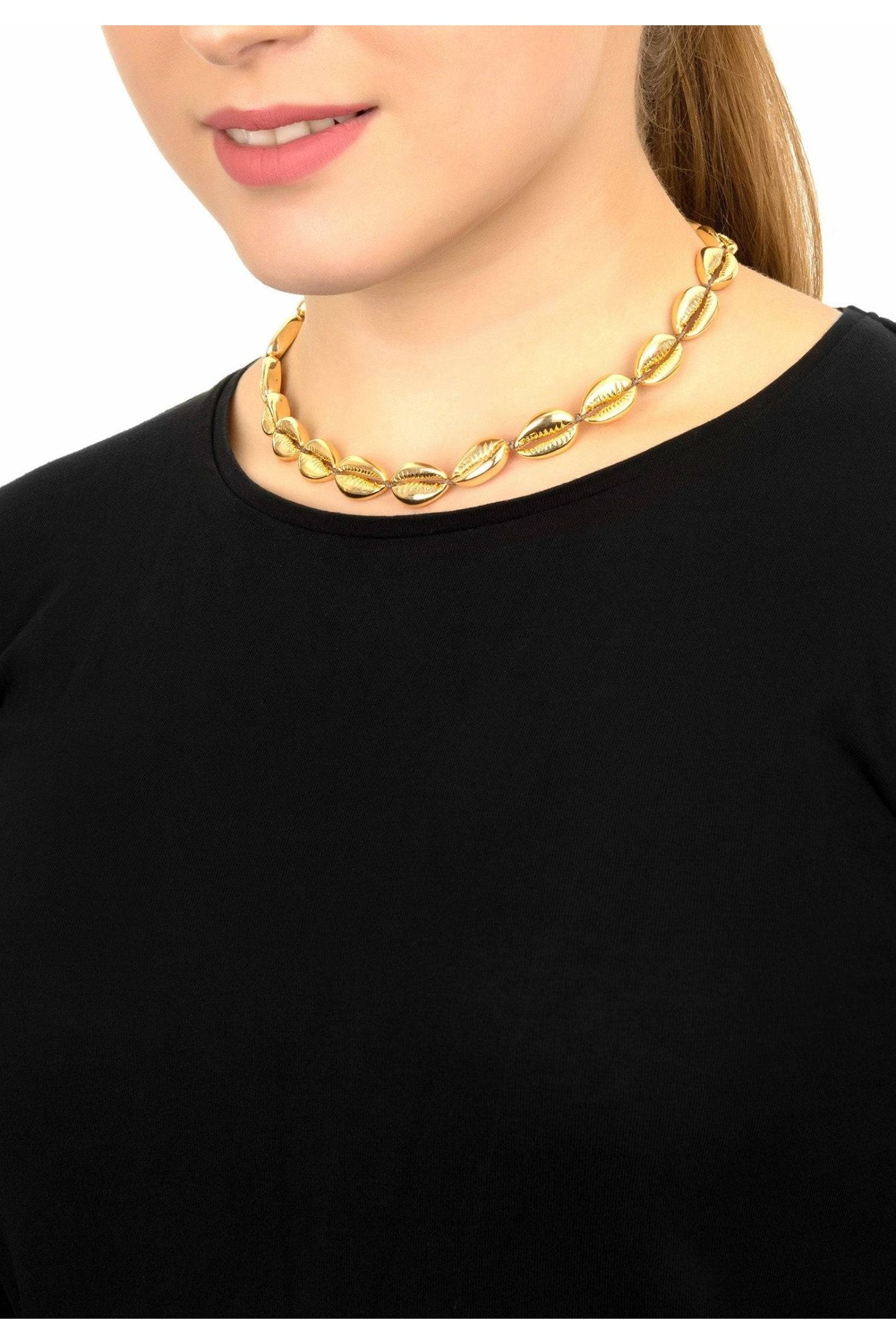 Cowrie Shell Choker Strand Necklace Gold - LATELITA Necklaces