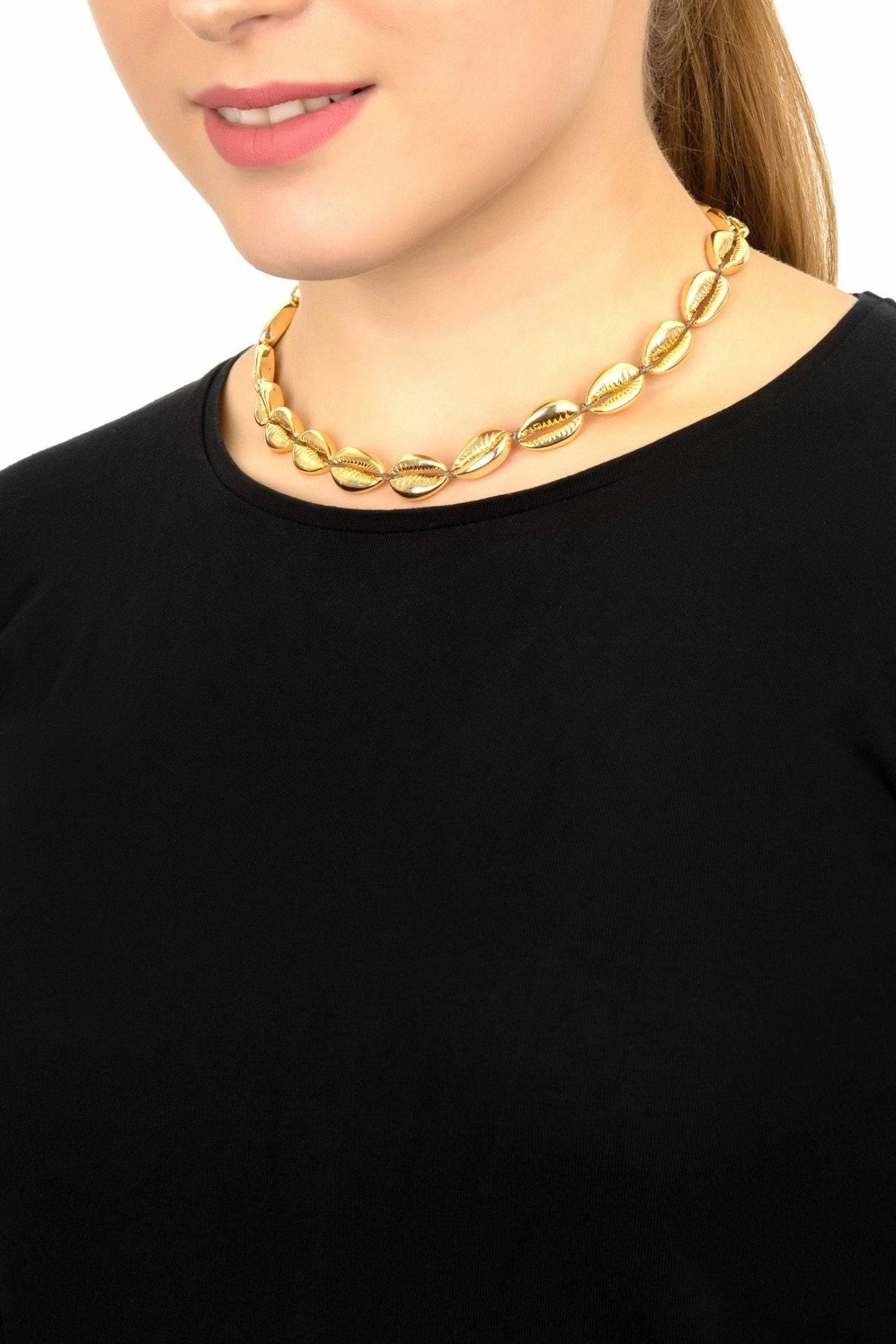 Cowrie Shell Choker Strand Necklace Gold - LATELITA Necklaces
