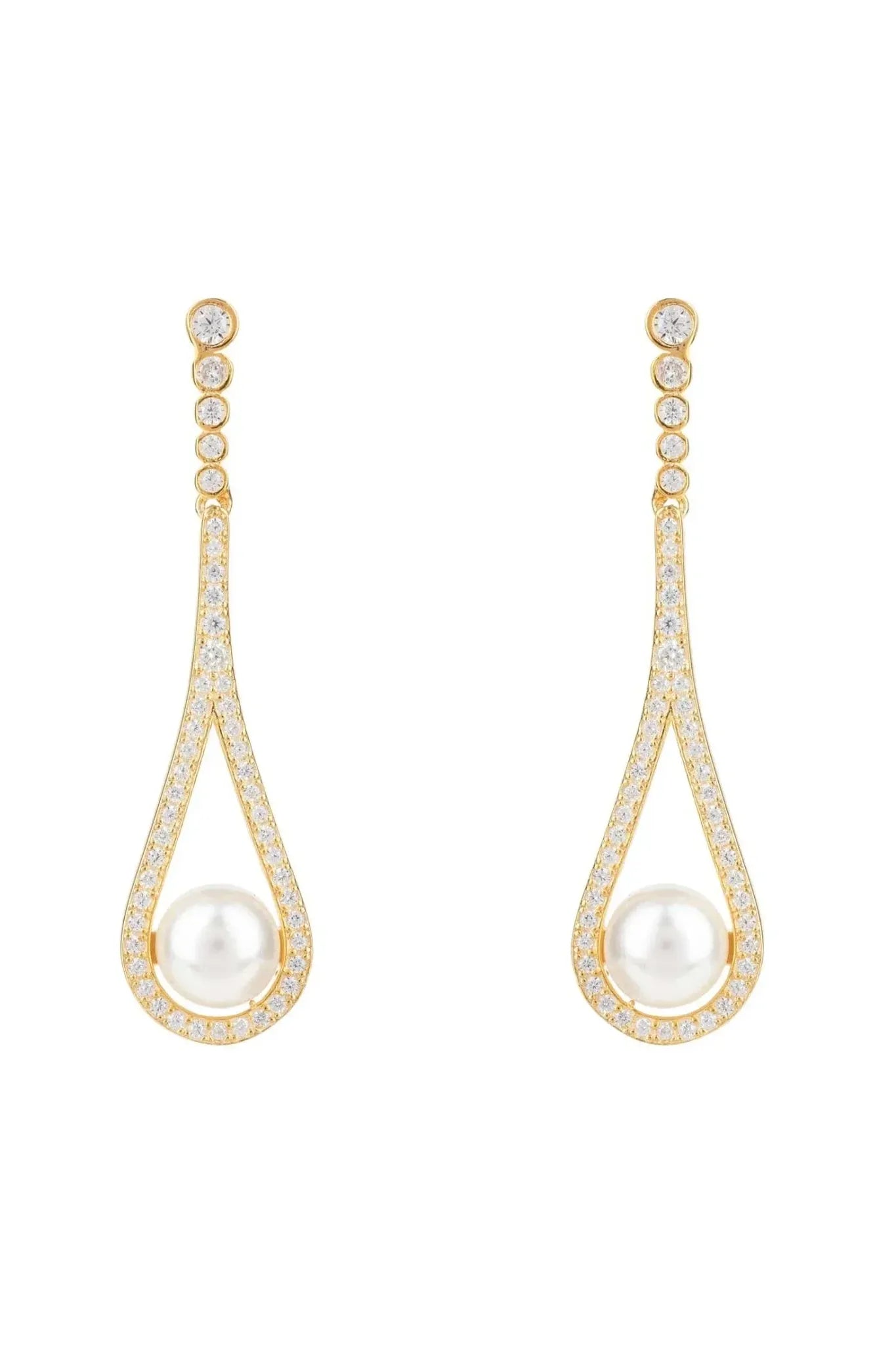 Cradled Pearl Drop Earrings Gold - LATELITA Earrings
