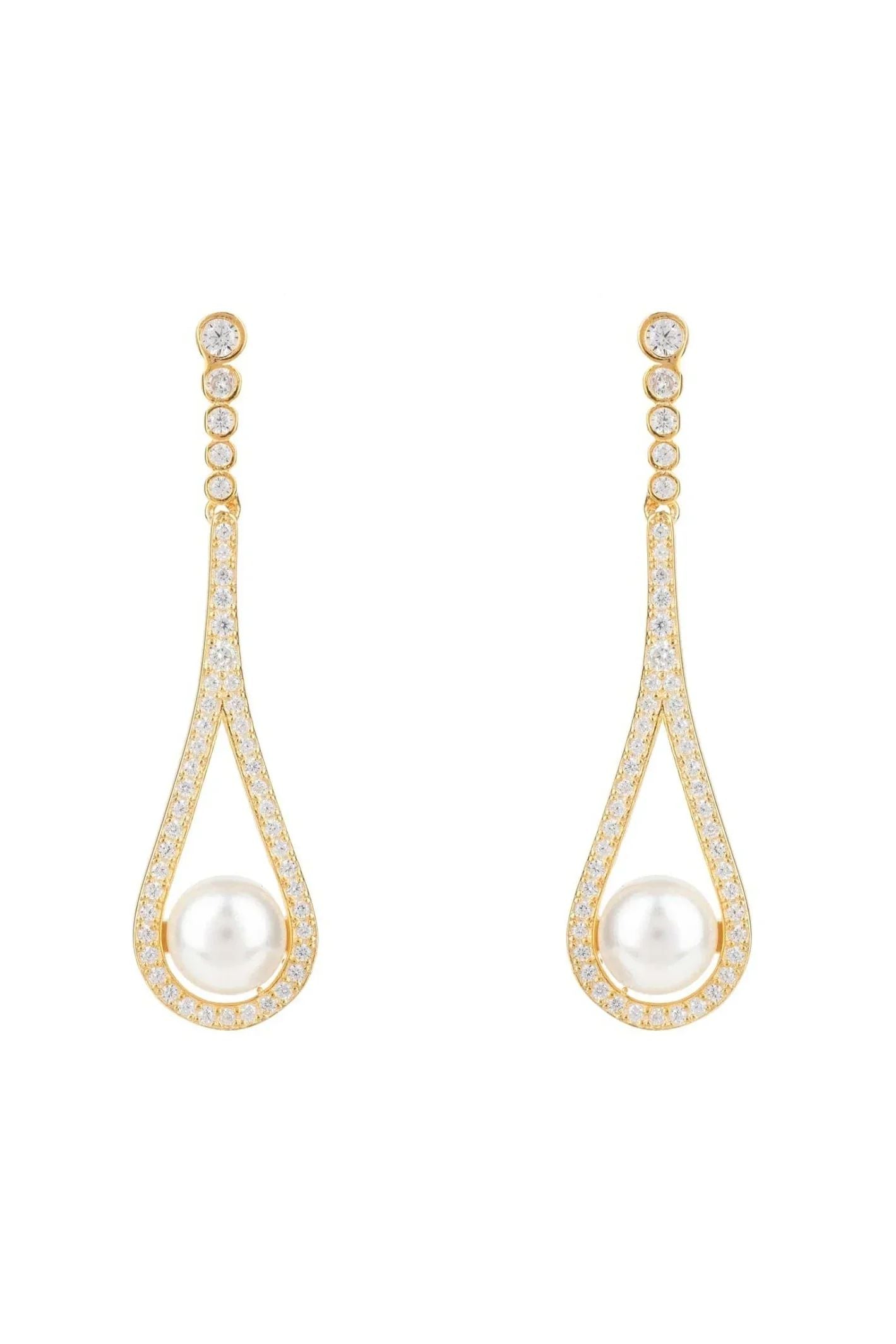 Cradled Pearl Drop Earrings Gold - LATELITA Earrings